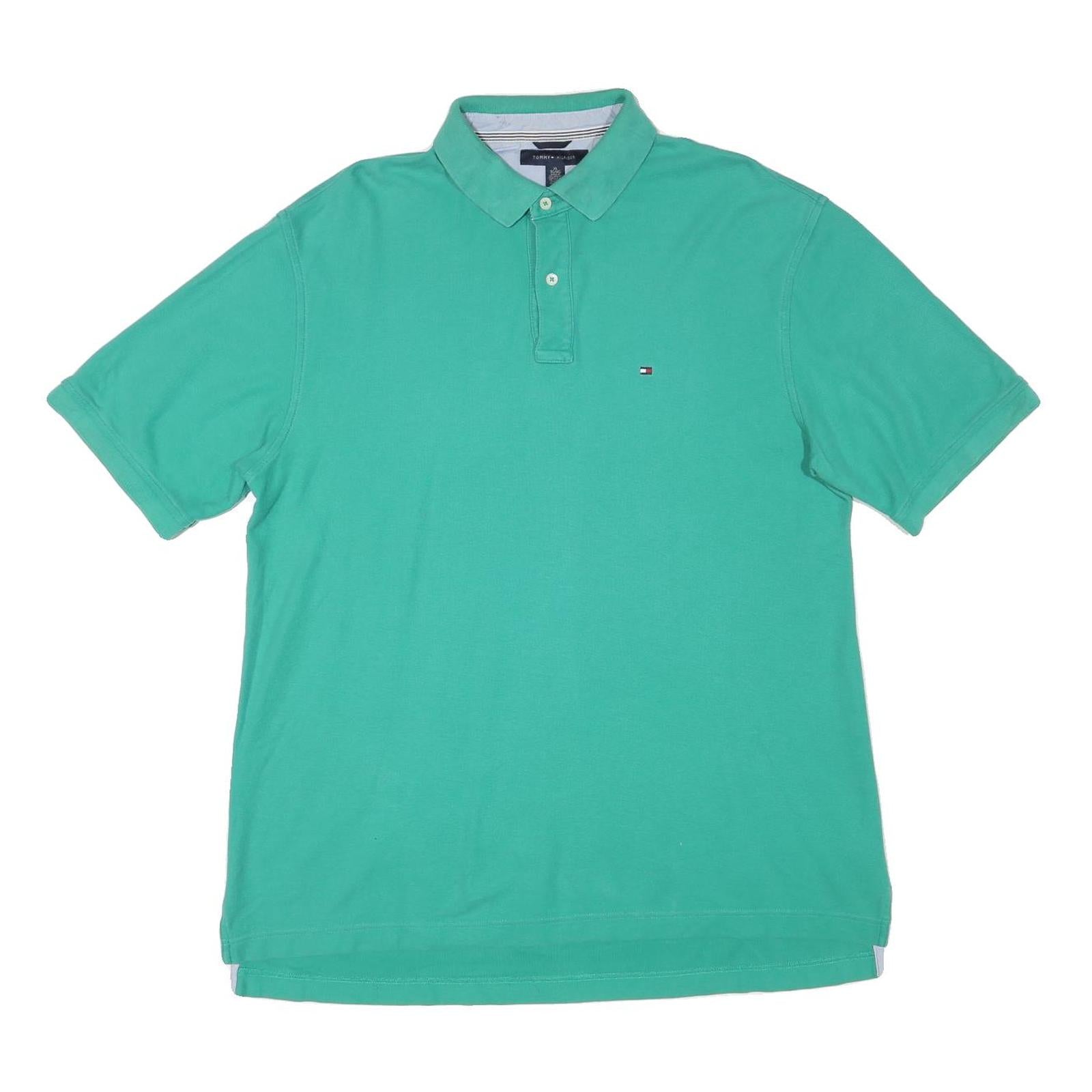 TOMMY HILFIGER Mens Green Cotton Blend Plain XL Polo Shirt Short Sleeve Classic Refurbished - N/A refurbished available on Cerqular