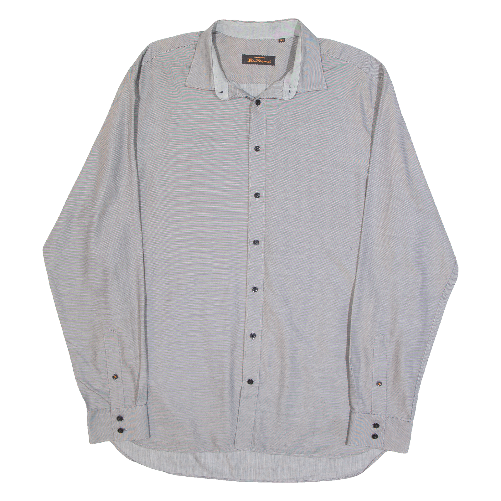 BEN SHERMAN Mens Plain Shirt Grey Long Sleeve XXS Refurbished - N/A refurbished available on Cerqular