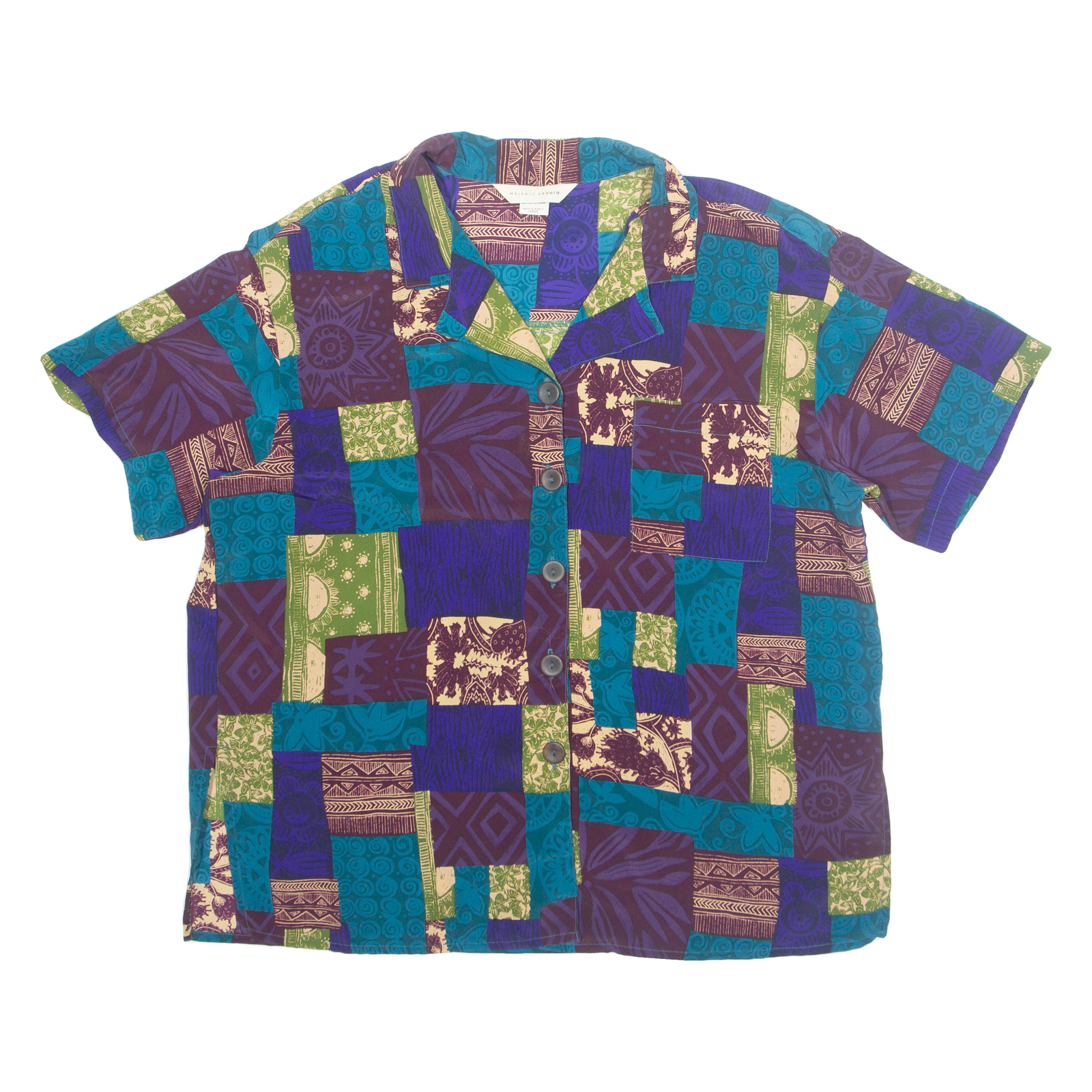 MELROSE STUDIO Womens Printed Shirt Purple Collared Crazy Pattern M Refurbished - N/A refurbished available on Cerqular