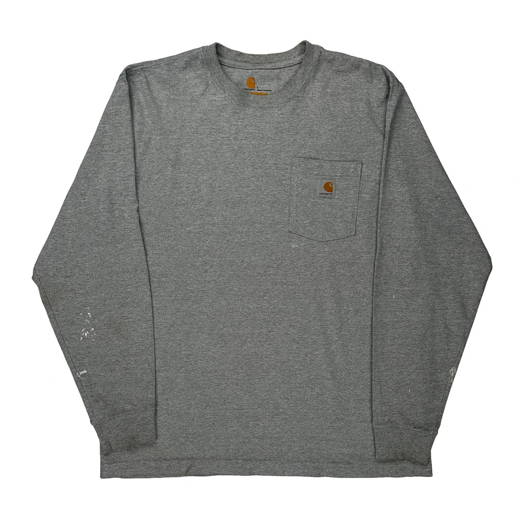 Original Fit Carhartt Long Sleeve T-Shirt - Large Grey Cotton Refurbished - Thrifted (note: this is a term often used to describe second- refurbished available on Cerqular