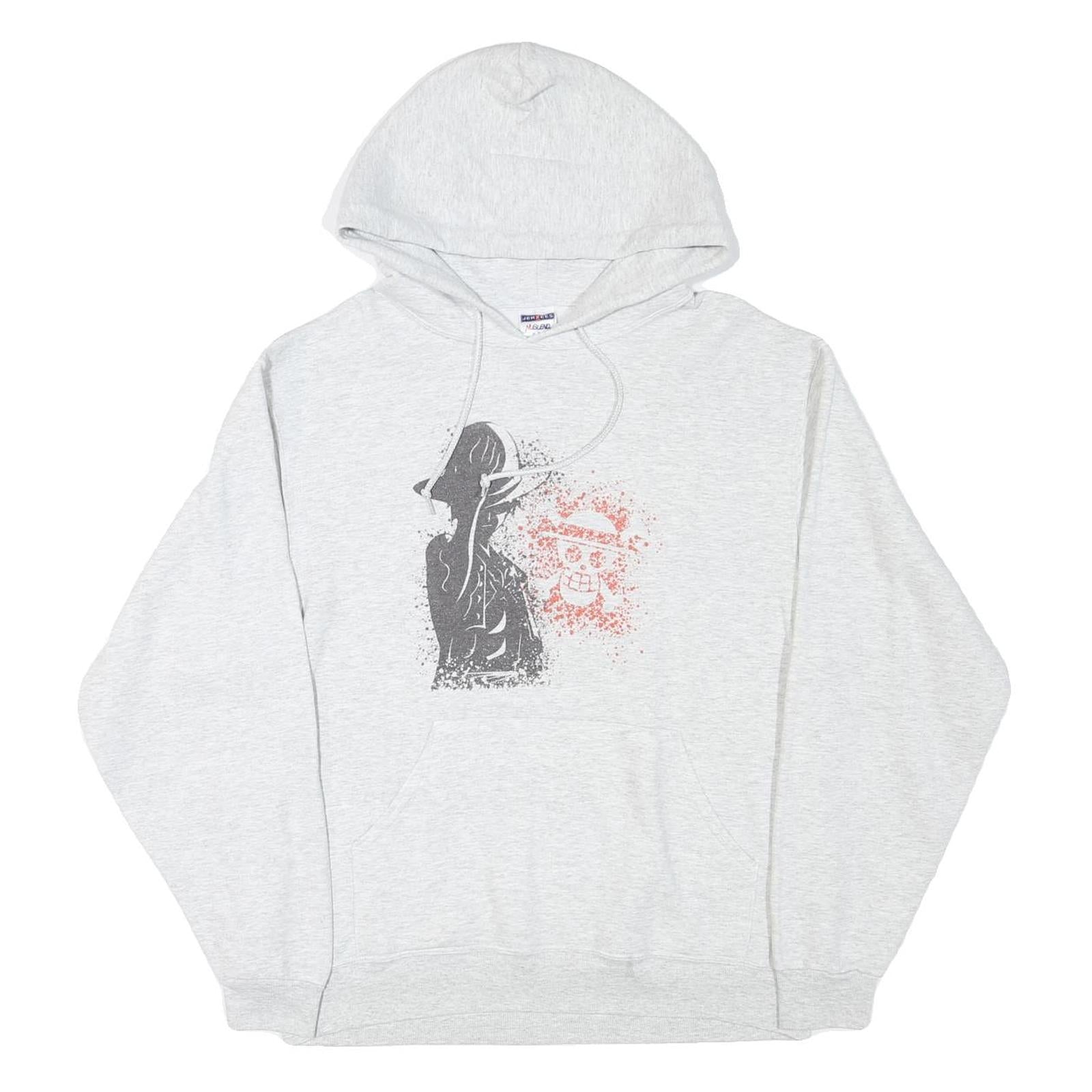 JERZEES Mens Grey Hoodie M Cotton Blend Pullover Graphic Print Casual Refurbished - N/A refurbished available on Cerqular