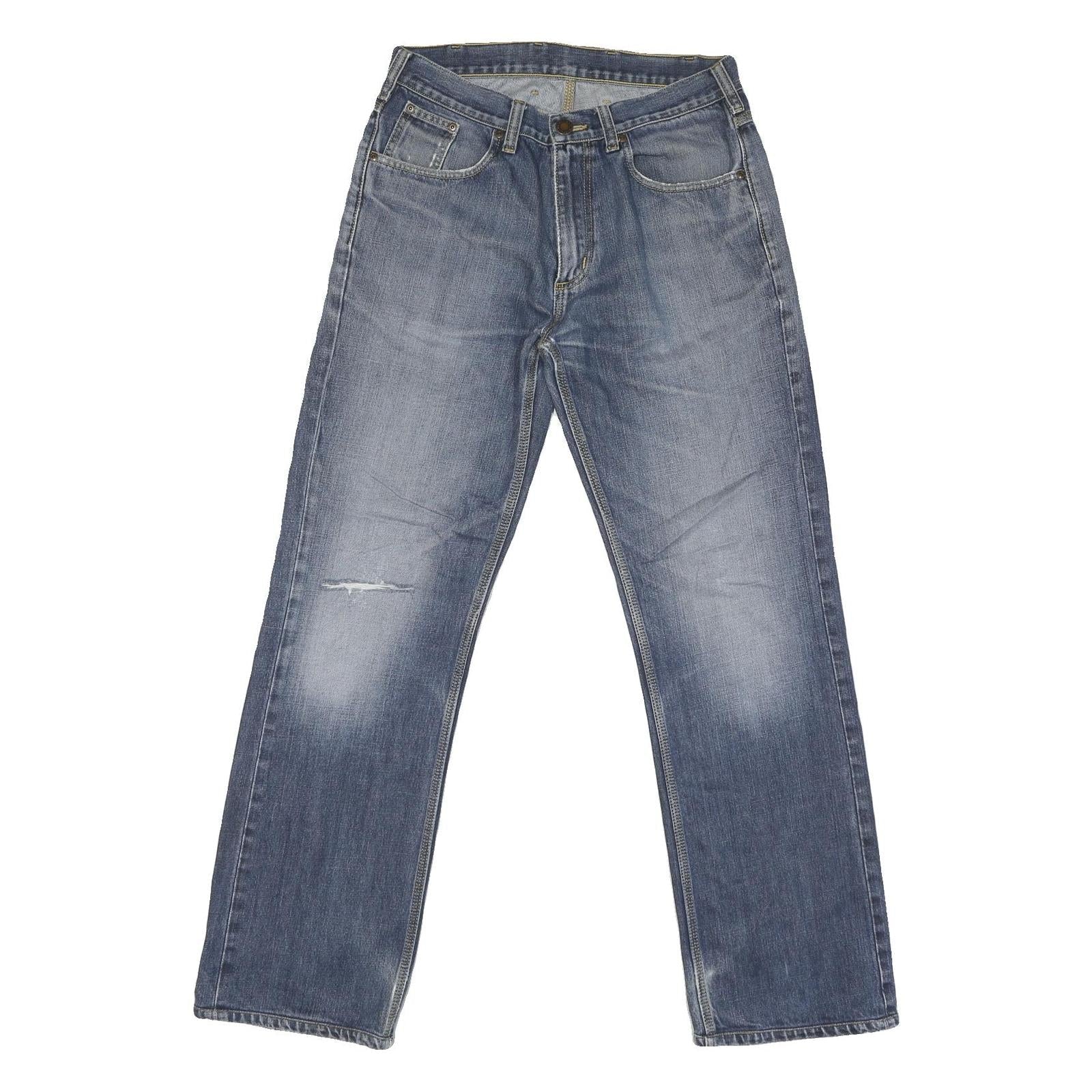 CARHARTT Mens Regular Fit Blue Straight Denim Rinse W32 L33 Zip Jeans Refurbished - N/A refurbished available on Cerqular