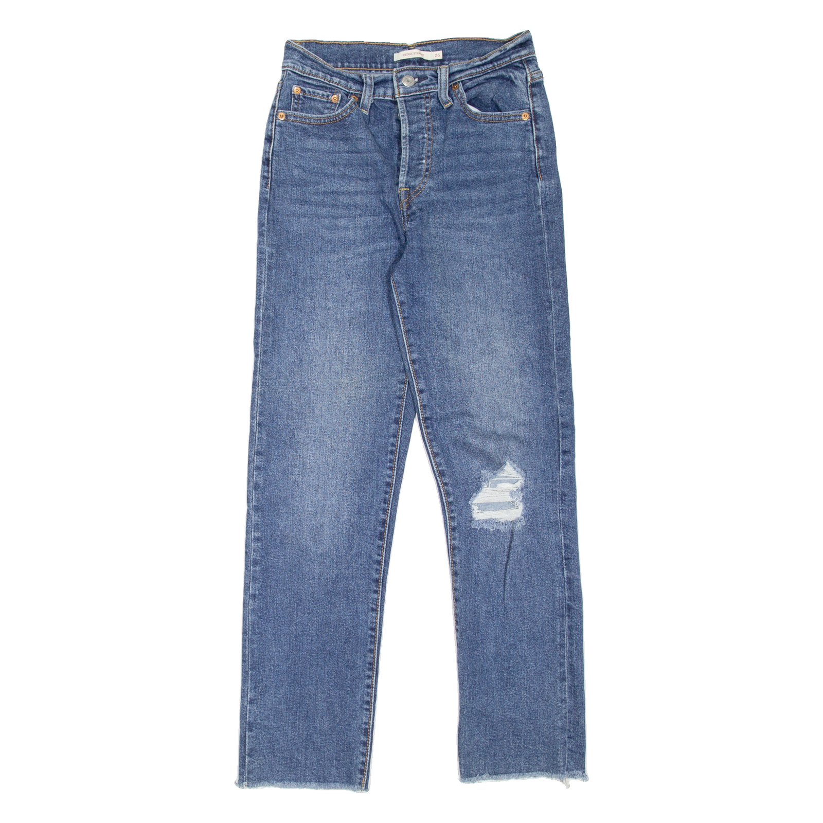 LEVI'S Wedgie BIG E Womens Jeans Blue Regular Straight Stone Wash W26 L28 Refurbished - N/A refurbished available on Cerqular