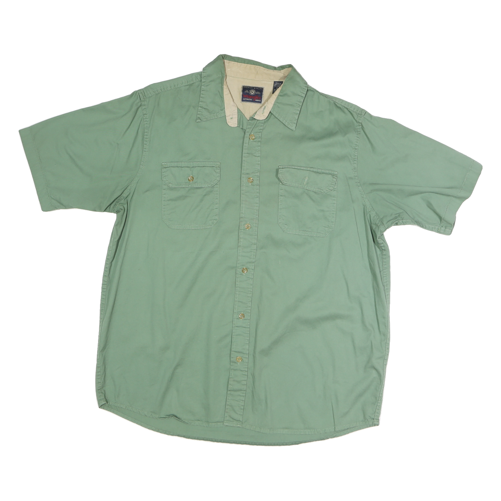 WRANGLER Mens Green Cotton Short Sleeve Shirt XL Casual Utility Buttoned Refurbished - N/A refurbished available on Cerqular