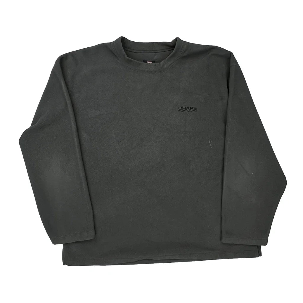 Chaps Ralph Lauren Fleece - Large Grey Polyester Refurbished - Thrifted (note: this is a term often used to describe second- refurbished available on Cerqular