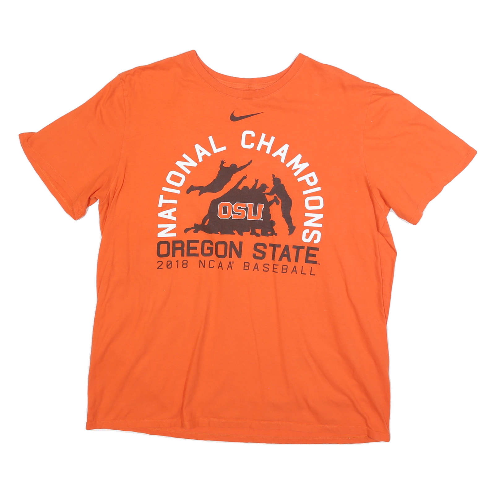 NIKE Mens Orange OSU Oregon State National Champions Graphic T-Shirt XL Crew Refurbished - N/A refurbished available on Cerqular