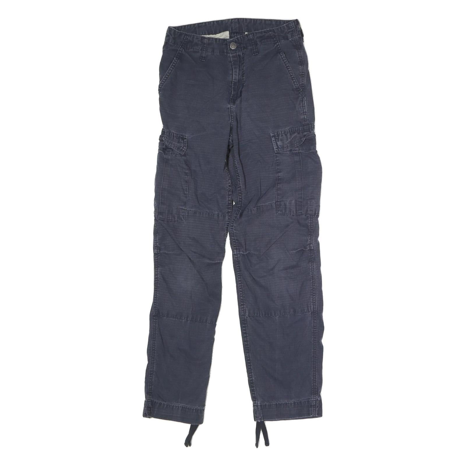CARHARTT Mens Dark Blue Regular Cargo Trousers W27 L29 Cotton Blend Button Refurbished - N/A refurbished available on Cerqular