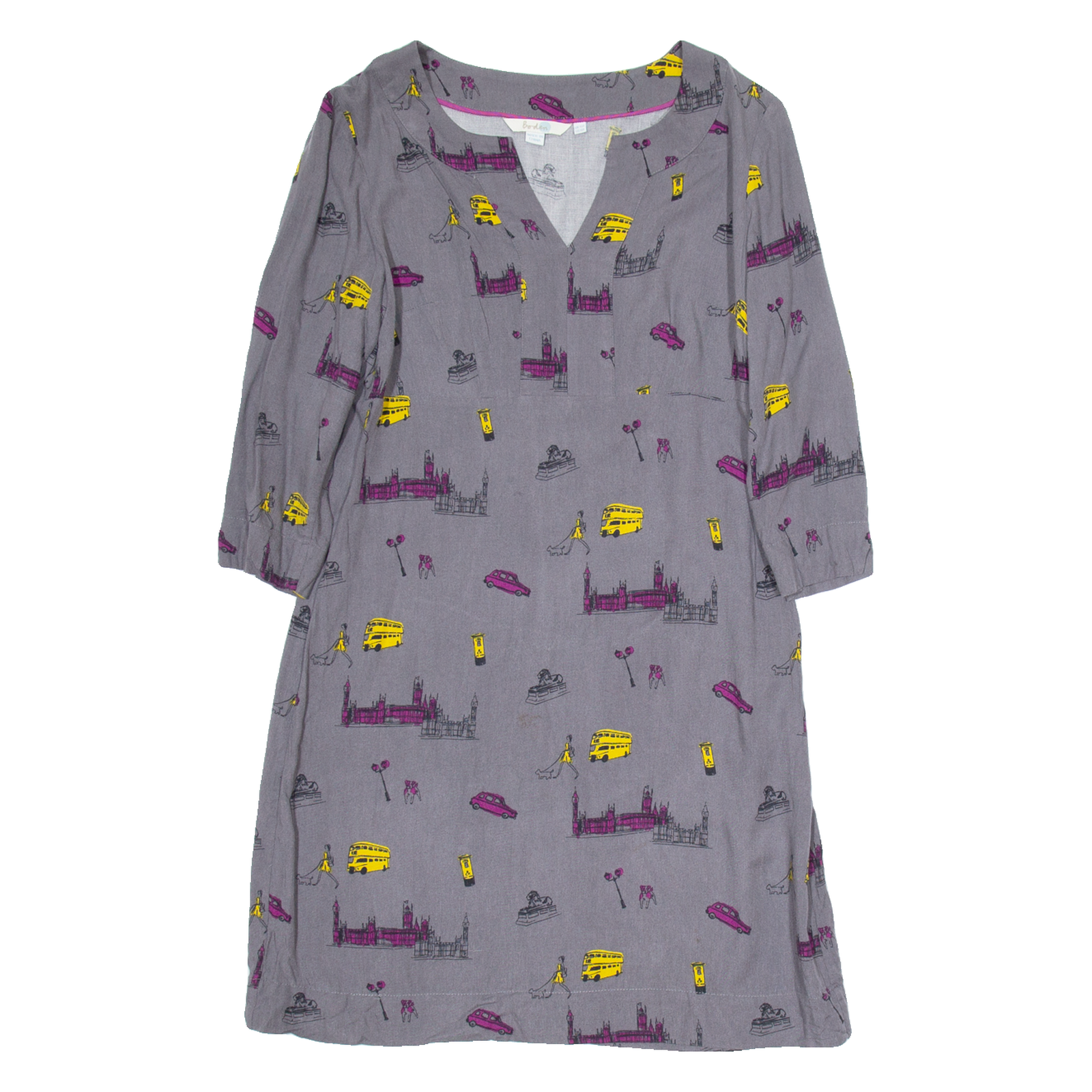 BODEN Yellow Bus Womens Fit & Flare Dress Green Crazy Pattern Knee Length UK 10 Refurbished - N/A refurbished available on Cerqular