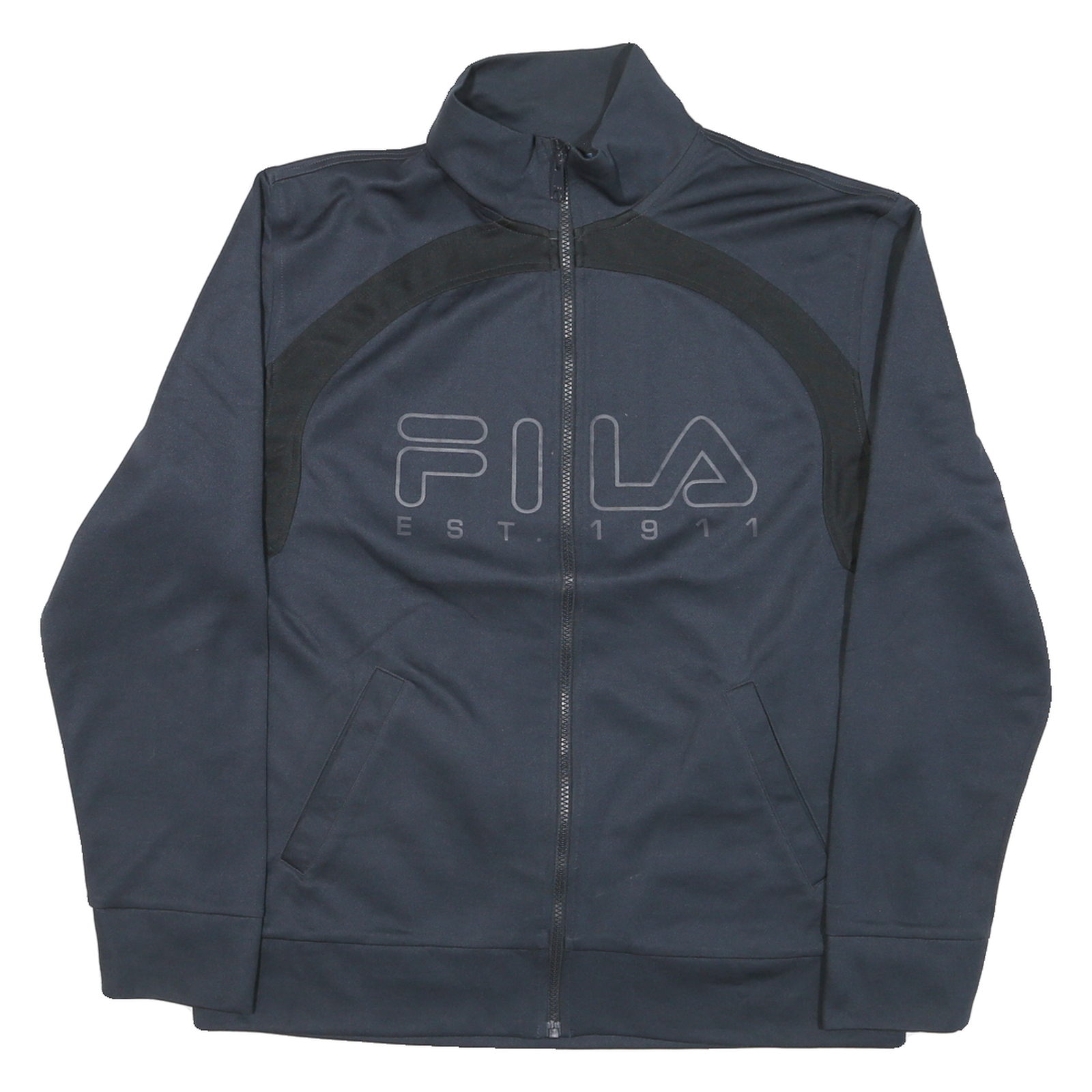 FILA Mens Black & Dark Blue Zip Up Jacket L Polyester Blend Sports Casual Refurbished - N/A refurbished available on Cerqular