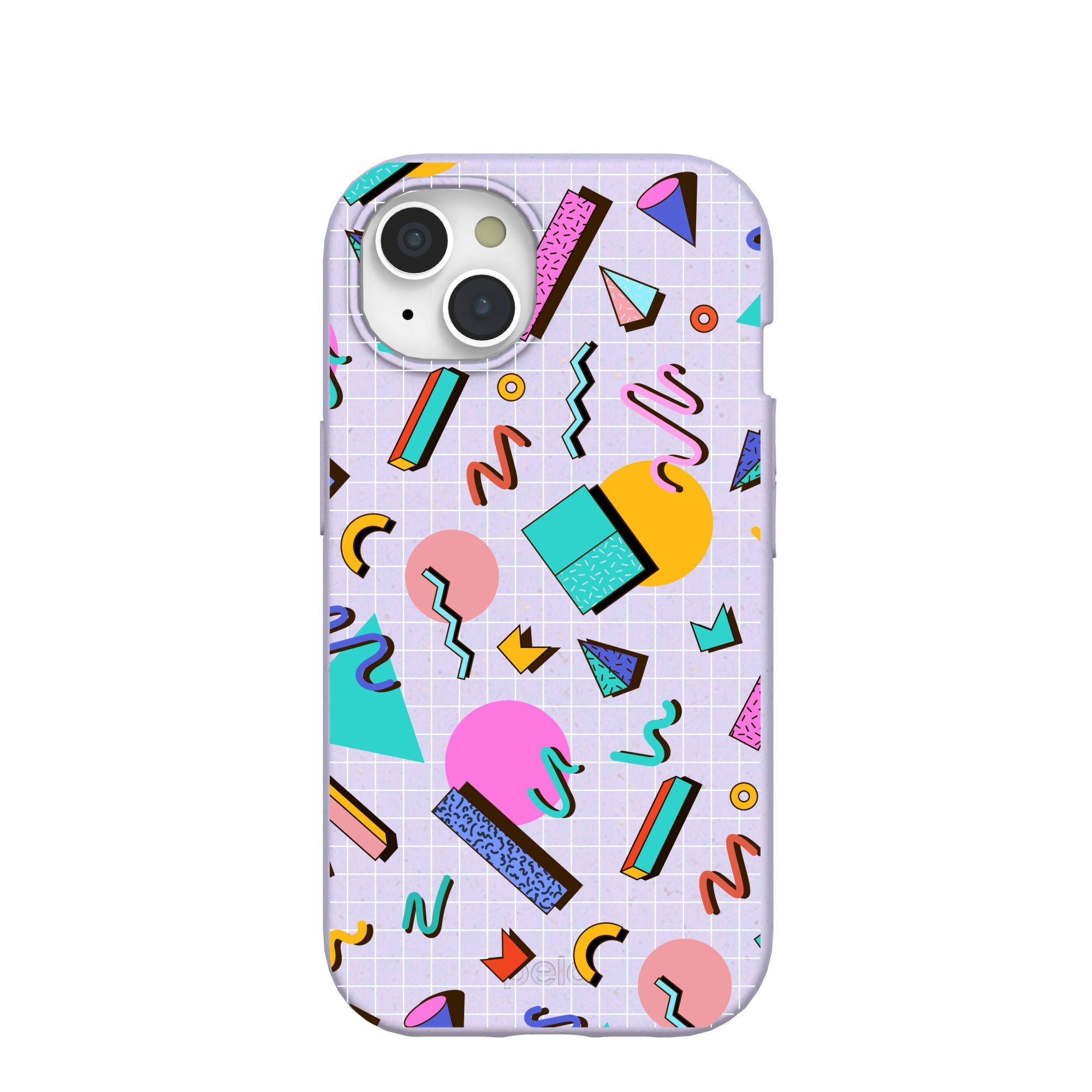 Lavender Retro Grid iPhone 15 Case Refurbished - Pela Case refurbished available on Cerqular