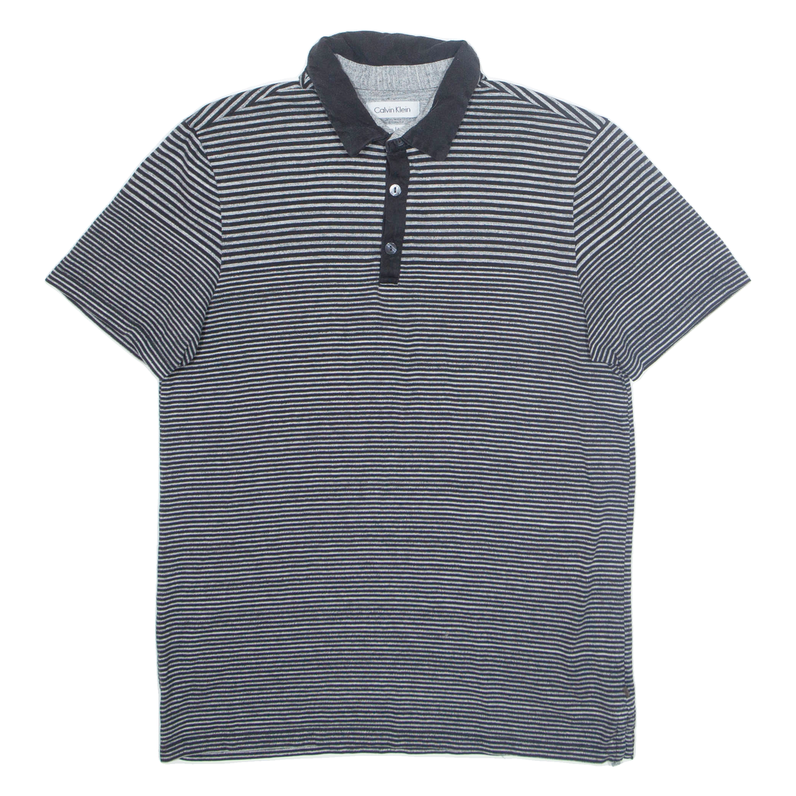 CALVIN KLEIN Slim Fit Mens Polo Shirt Black Striped M Refurbished - N/A refurbished available on Cerqular