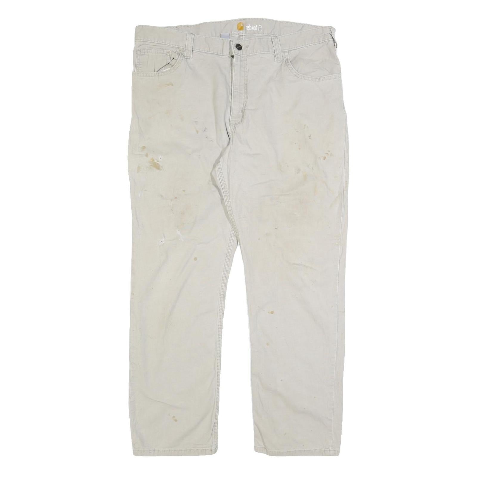 CARHARTT Mens Cotton Blend Beige Relaxed Straight Trousers W38 L30 Workwear Refurbished - N/A refurbished available on Cerqular
