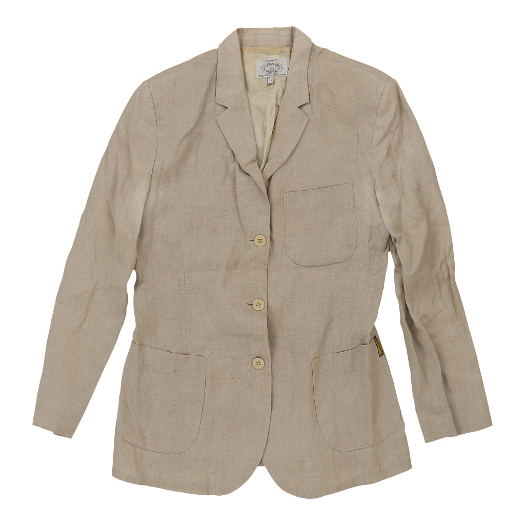 Armani Jeans Blazer - Medium Beige Linen Refurbished - Thrifted (note: this is a term often used to describe second- refurbished available on Cerqular
