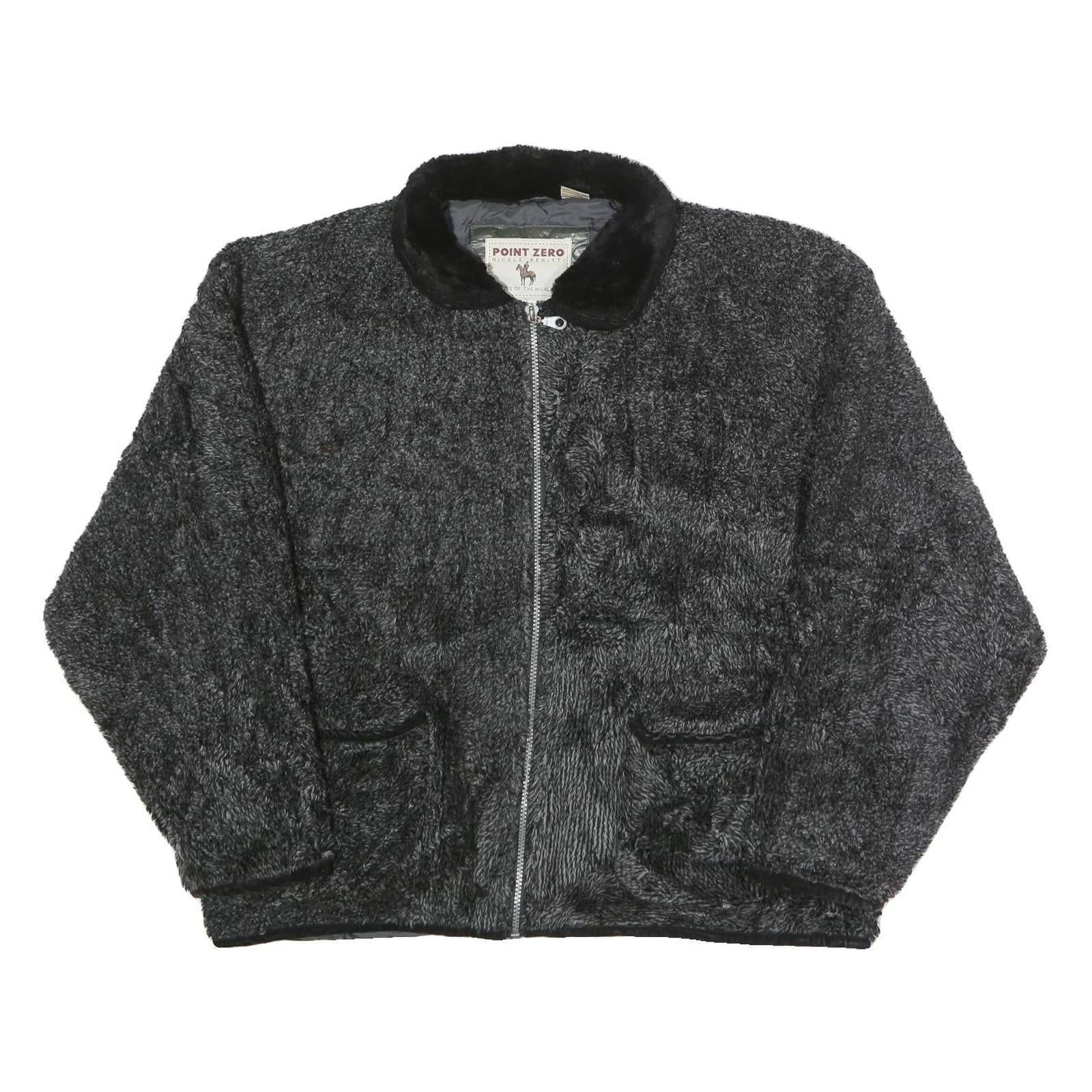 POINT ZERO Womens Black Acrylic Zip Jacket L Fleece Cozy Warm Casual Outerwear Refurbished - N/A refurbished available on Cerqular