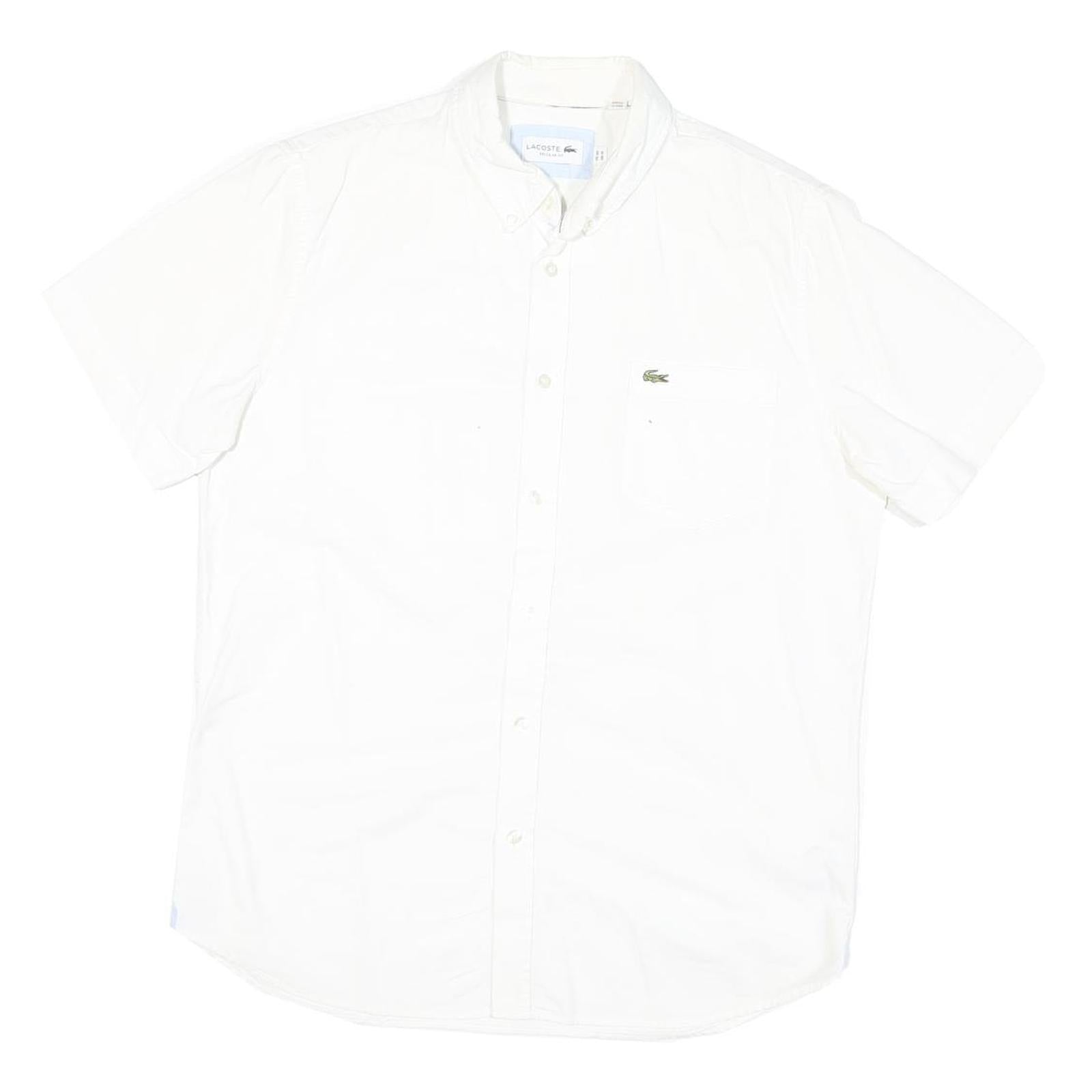 LACOSTE Mens White Cotton Blend Short Sleeve Shirt M Classic Logo Casual Refurbished - N/A refurbished available on Cerqular