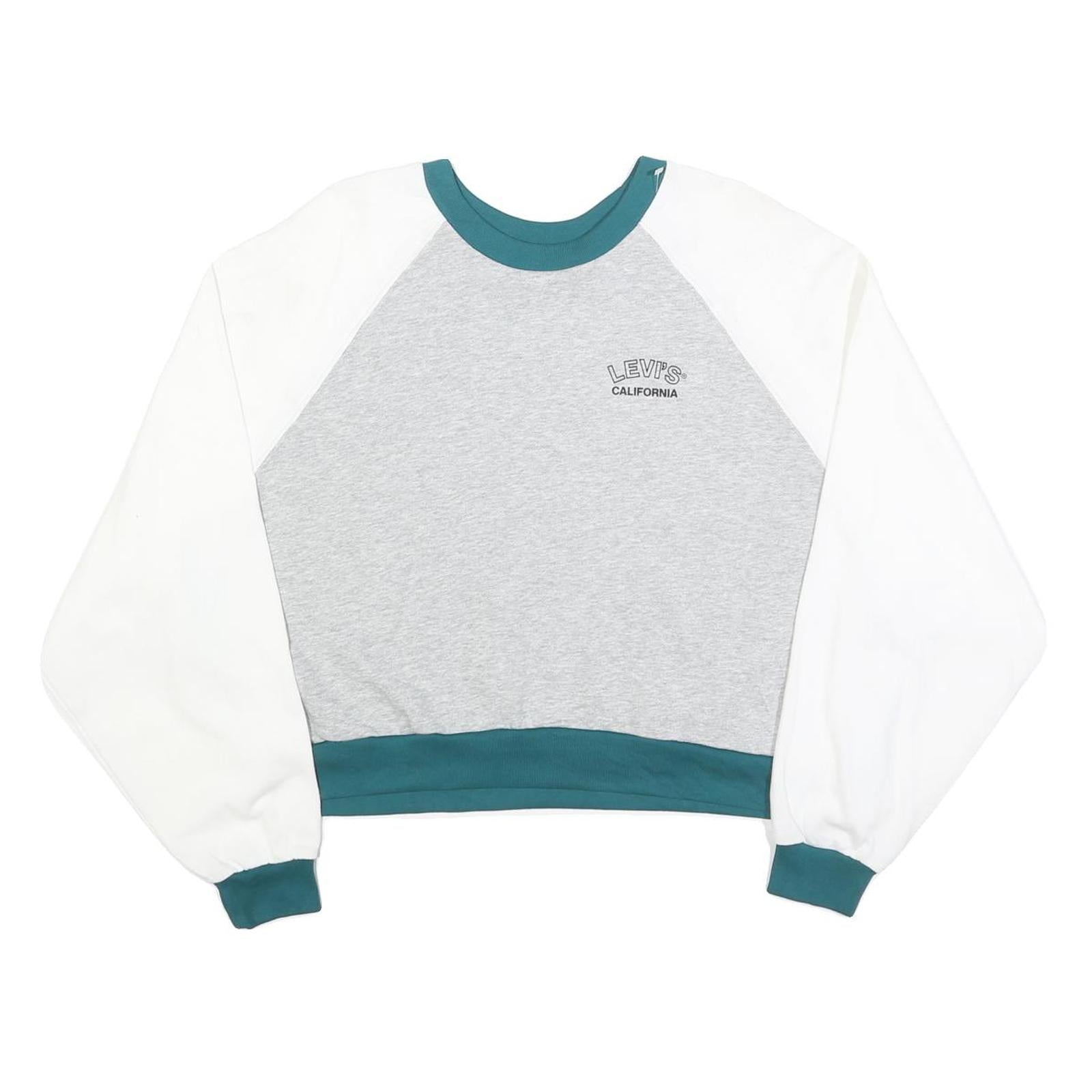 LEVI'S Womens Grey & White Sweatshirt Crew Neck L Cotton Blend Casual Pullover Refurbished - N/A refurbished available on Cerqular