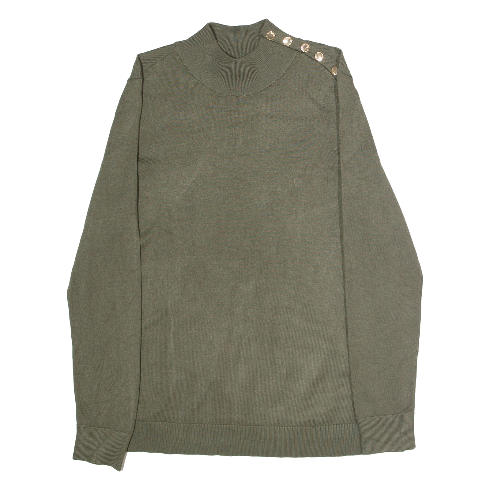 CALVIN KLEIN Womens Jumper Green High Neck Tight Knit M Refurbished - N/A refurbished available on Cerqular