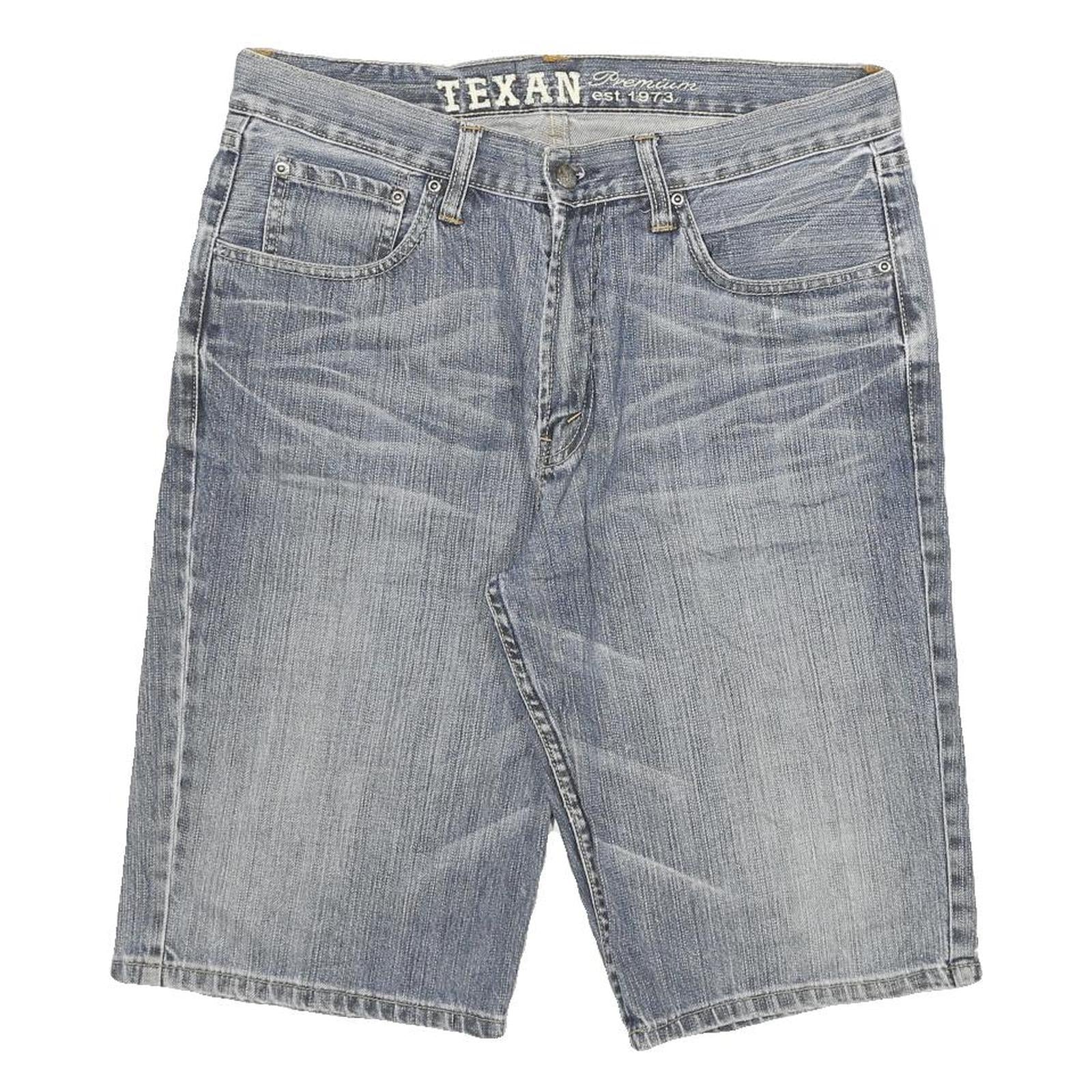 TEXAN Mens Denim Blue Casual Shorts L W32 Comfort Fit Cotton Blend Refurbished - N/A refurbished available on Cerqular