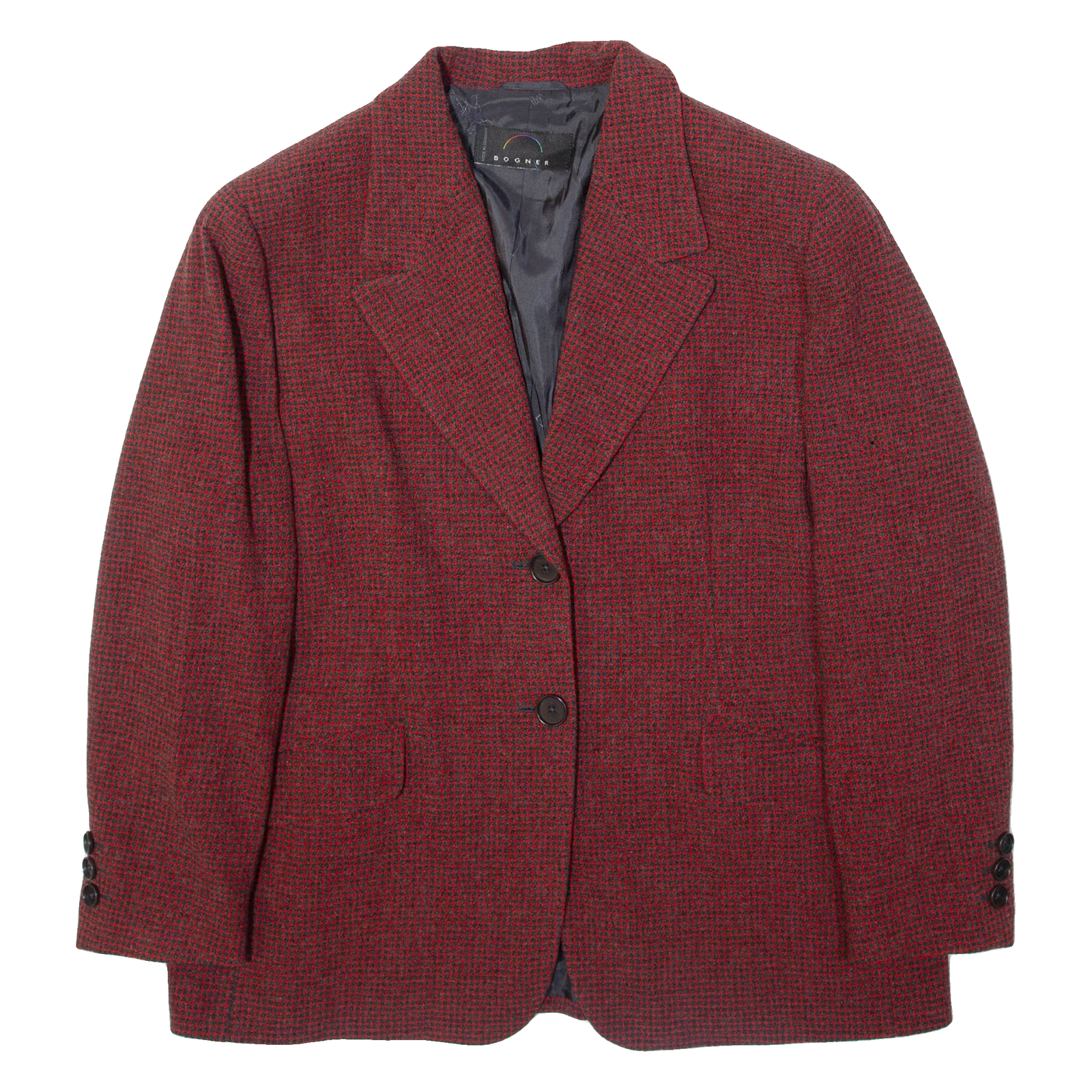 BOGNER Womens Blazer Jacket Red Wool Check L Refurbished - N/A refurbished available on Cerqular