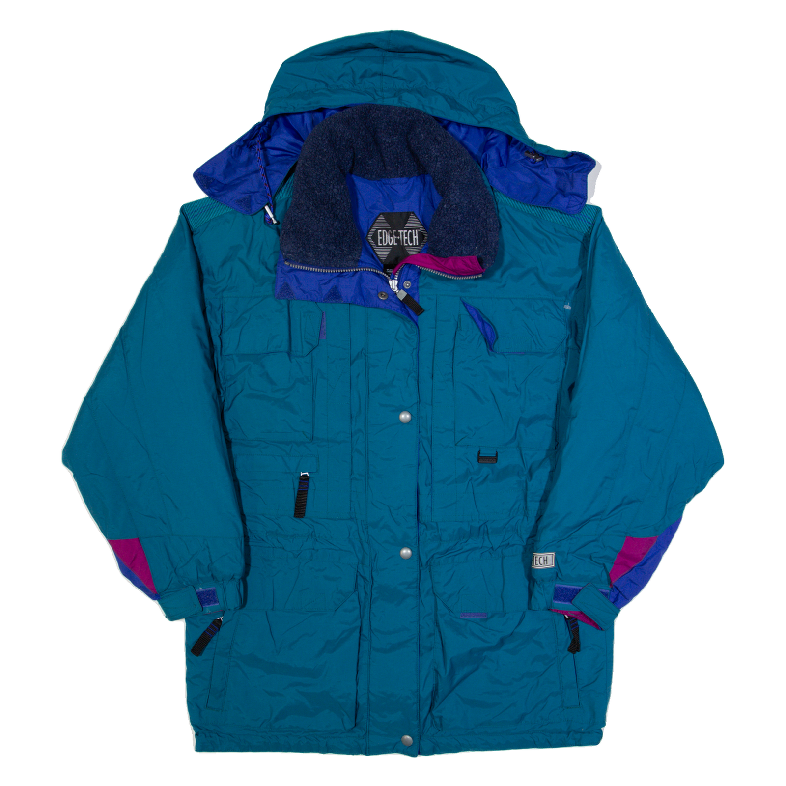 EDGE-TECH Womens Rain Coat Blue 90s Hooded L Refurbished - N/A refurbished available on Cerqular