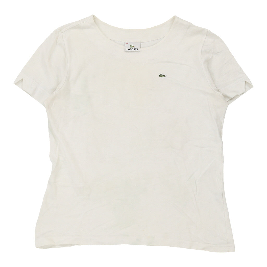 Lacoste T-Shirt - Medium White Cotton Refurbished - Thrifted (note: this is a term often used to describe second- refurbished available on Cerqular