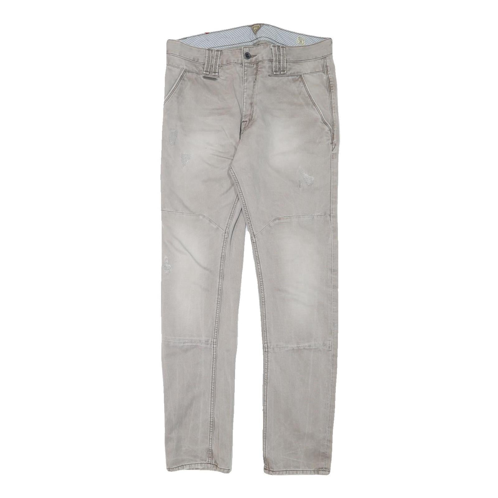GUESS Mens Slim Beige Cotton Blend Jeans W33 L32 Zip Casual Streetwear Refurbished - N/A refurbished available on Cerqular