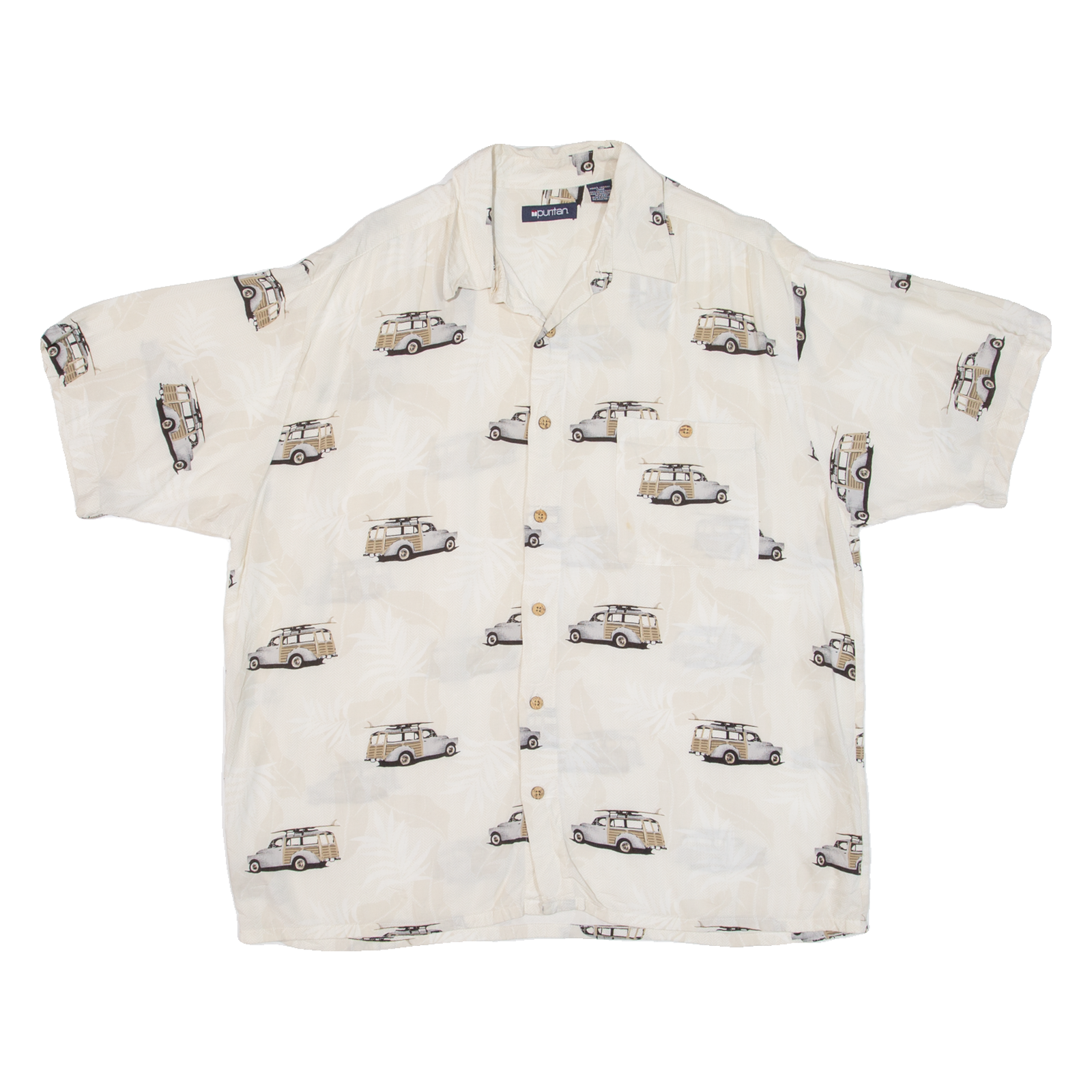 PURITAN Cars Mens Hawaiian Shirt Beige L Refurbished - N/A refurbished available on Cerqular