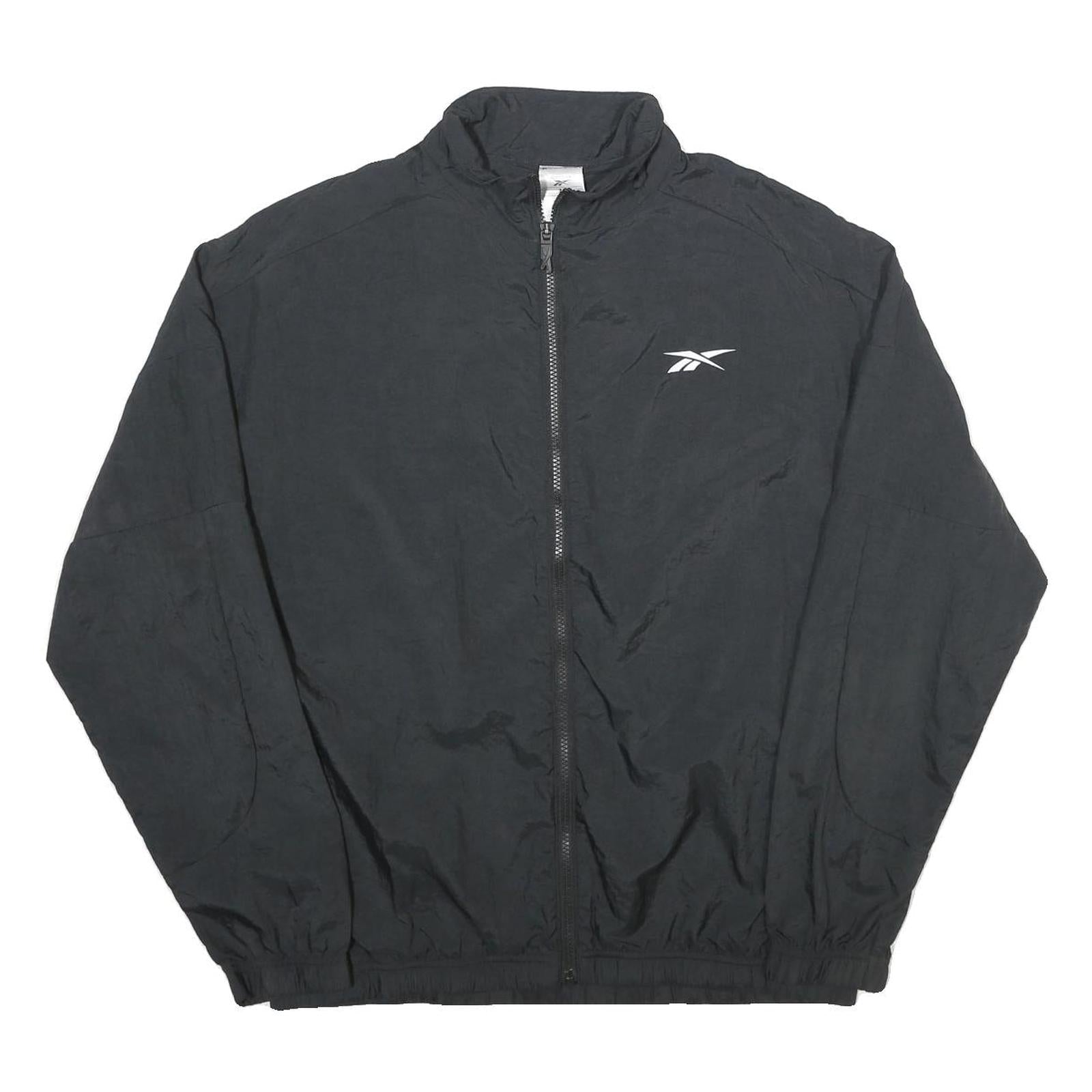 REEBOK Mens Black Nylon Track Jacket M Zip Plain Lightweight Sportswear Refurbished - N/A refurbished available on Cerqular