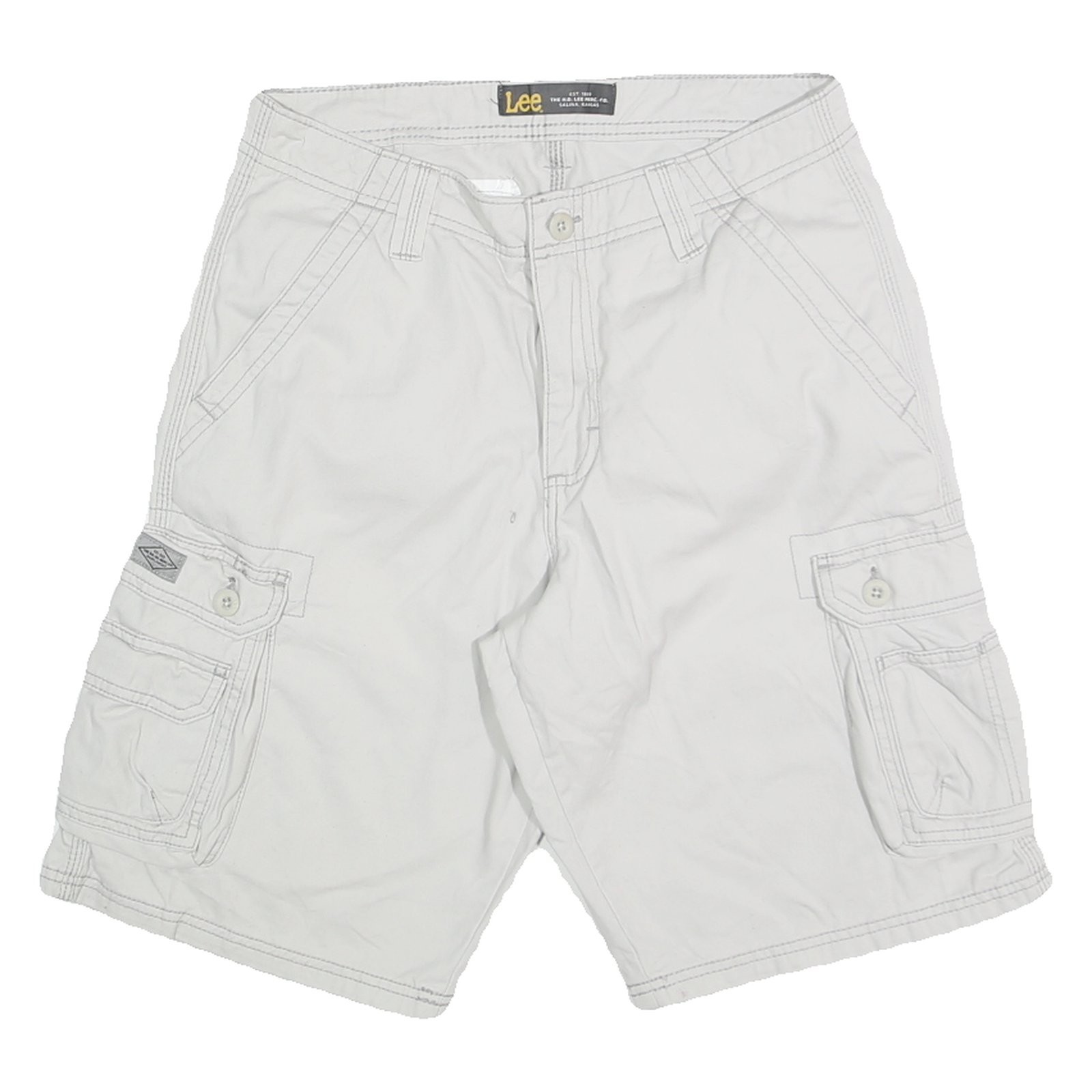 LEE Mens White Cargo Shorts M W30 Cotton Blend Casual Pocketed Refurbished - N/A refurbished available on Cerqular