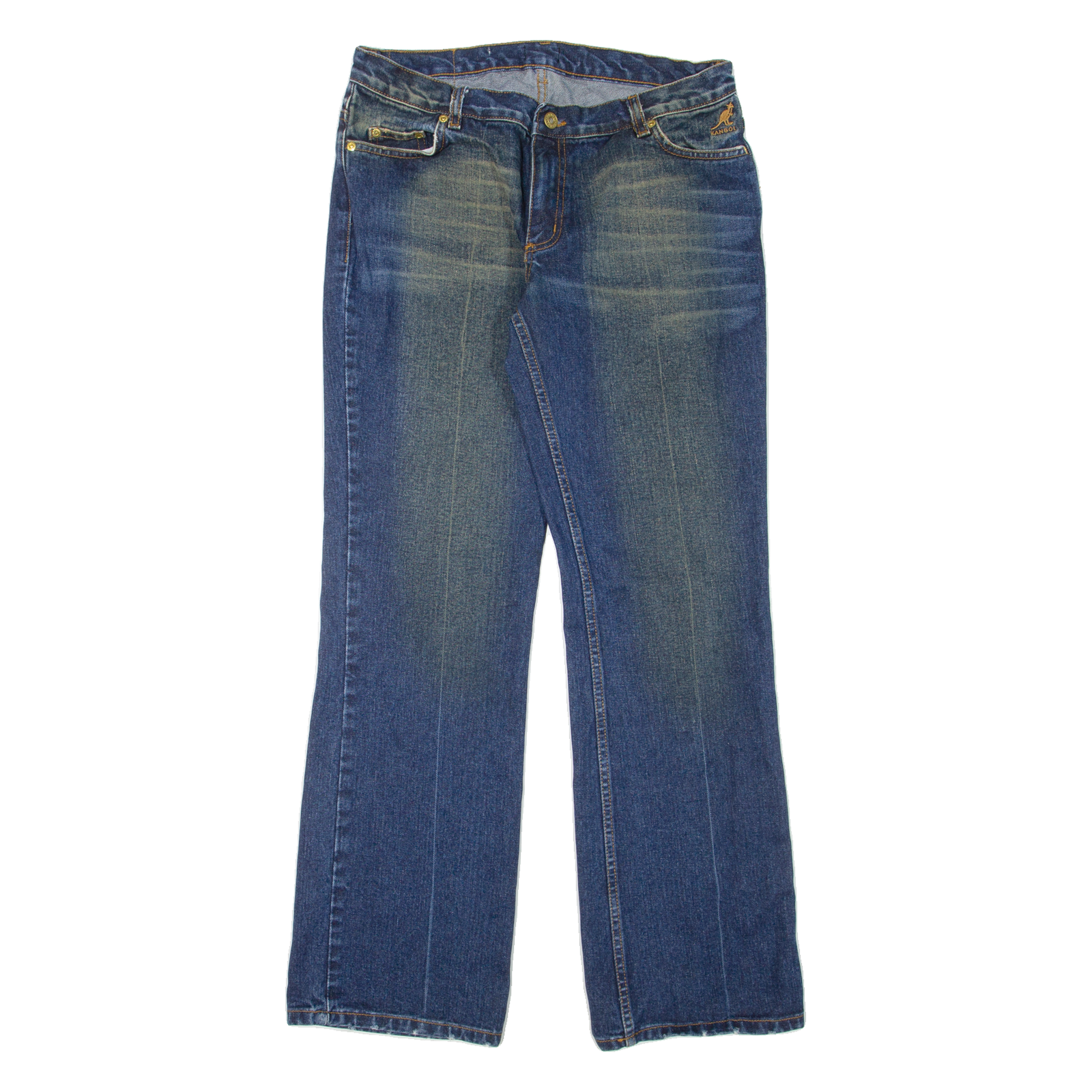 KANGOL Womens Jeans Blue Regular Bootcut Stone Wash W31 L32 Refurbished - N/A refurbished available on Cerqular