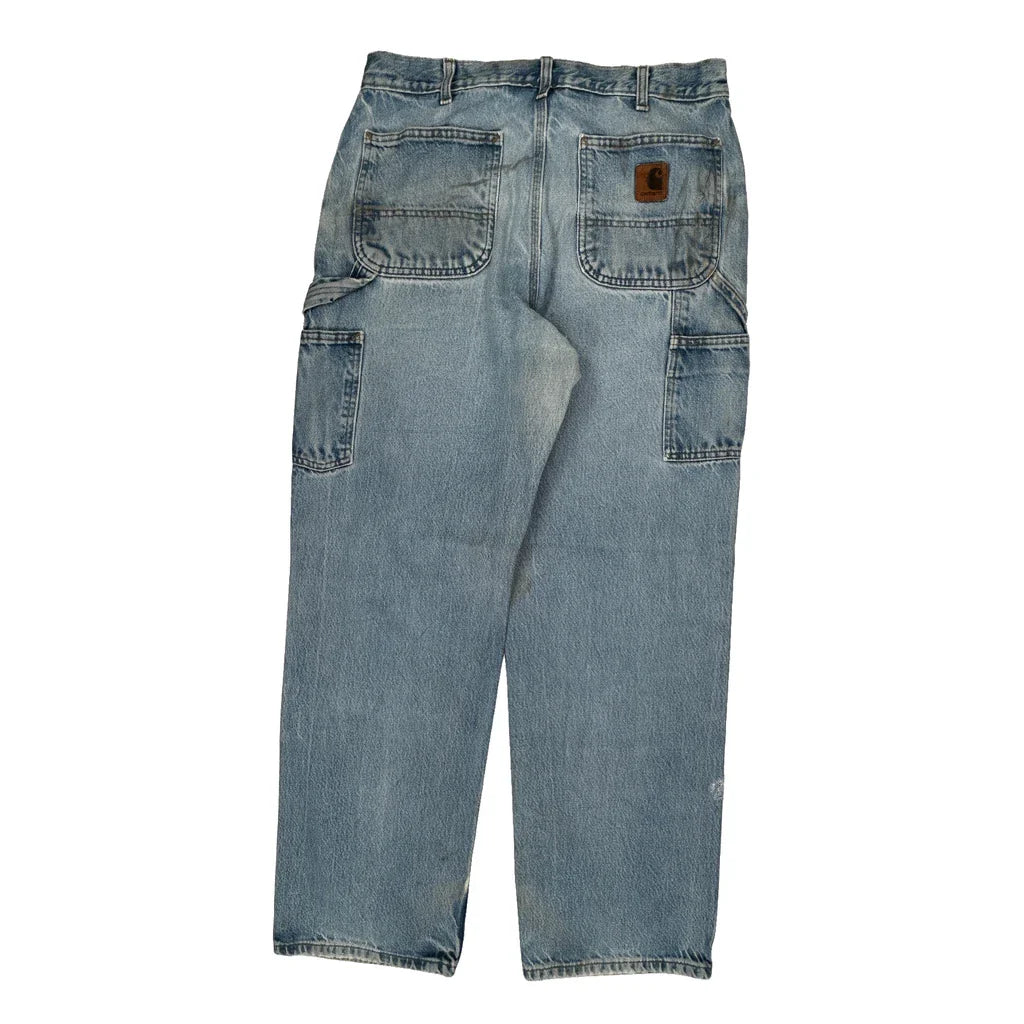 Carhartt Carpenter Jeans - 33W 30L Light Wash Cotton Refurbished - Thrifted (note: this is a term often used to describe second- refurbished available on Cerqular