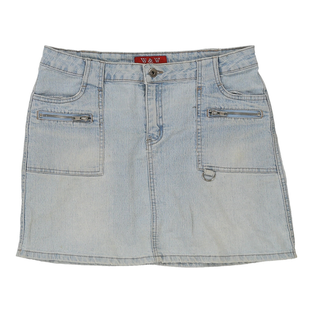 W&W Denim Skirt - 32W UK 12 Light Wash Cotton Refurbished - Thrifted (note: this is a term often used to describe second- refurbished available on Cerqular