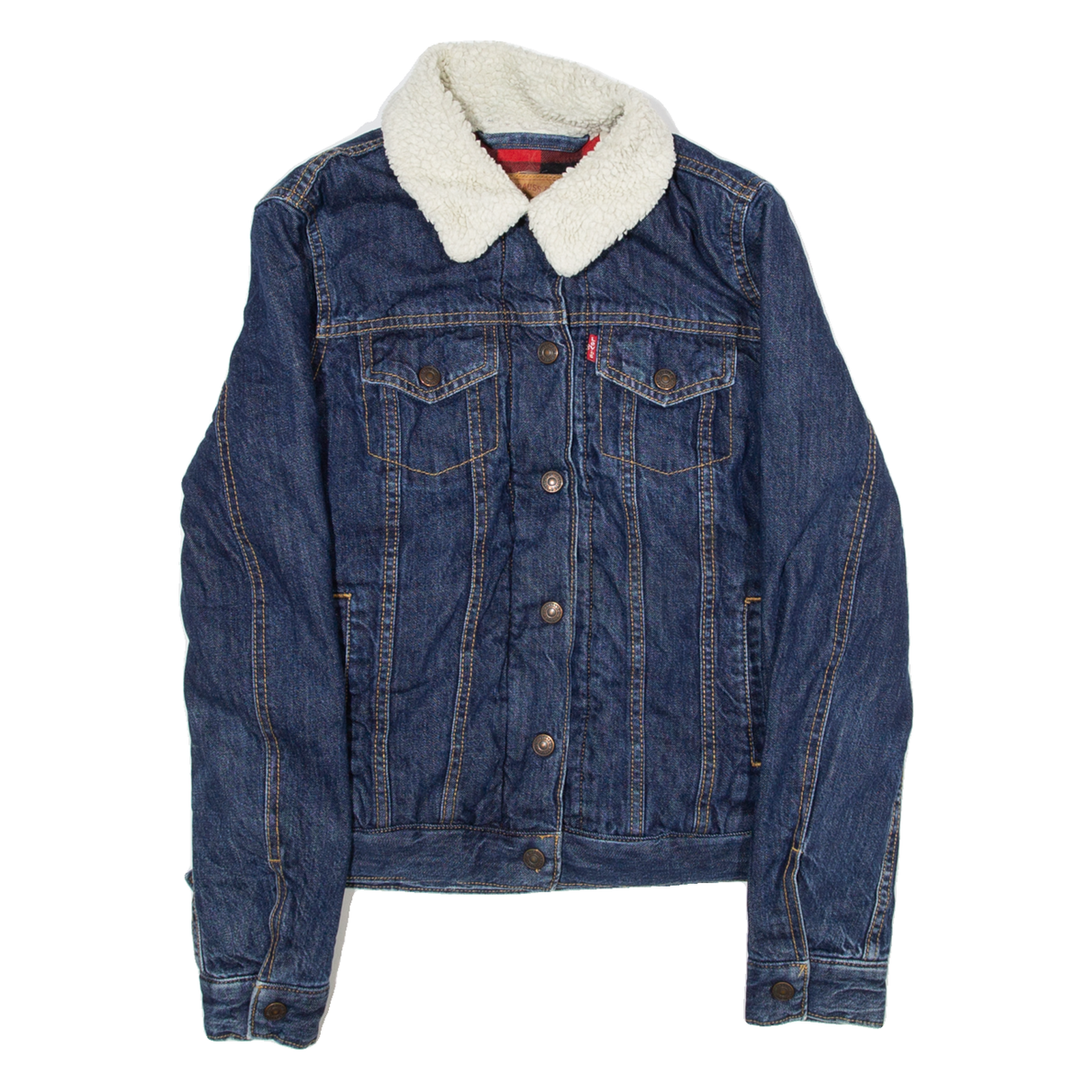 LEVI'S Womens Sherpa Lined Denim Jacket Blue XS Refurbished - N/A refurbished available on Cerqular