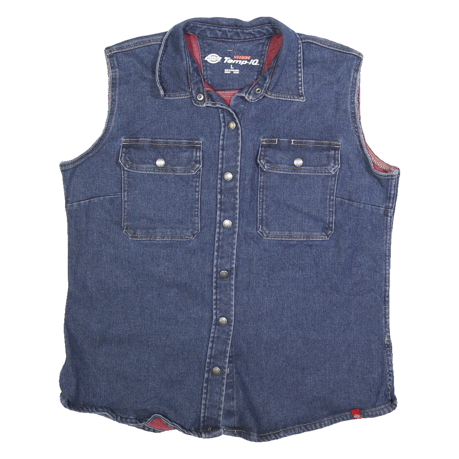 DICKIES Womens Blue Sleeveless Denim Button Jacket L Cotton Workwear Vest Refurbished - N/A refurbished available on Cerqular