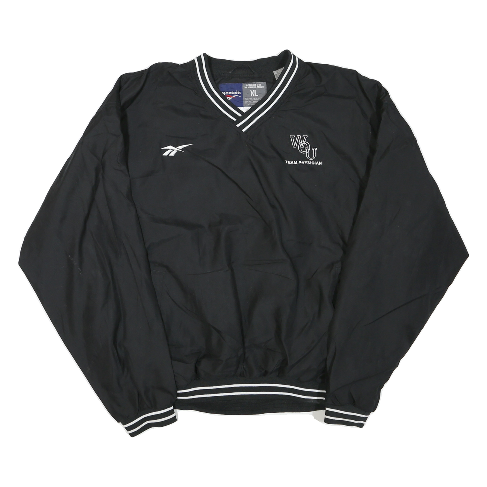 REEBOK Mens Black Team Physician Sweatshirt V Neck XL Lightweight Sportswear Refurbished - N/A refurbished available on Cerqular