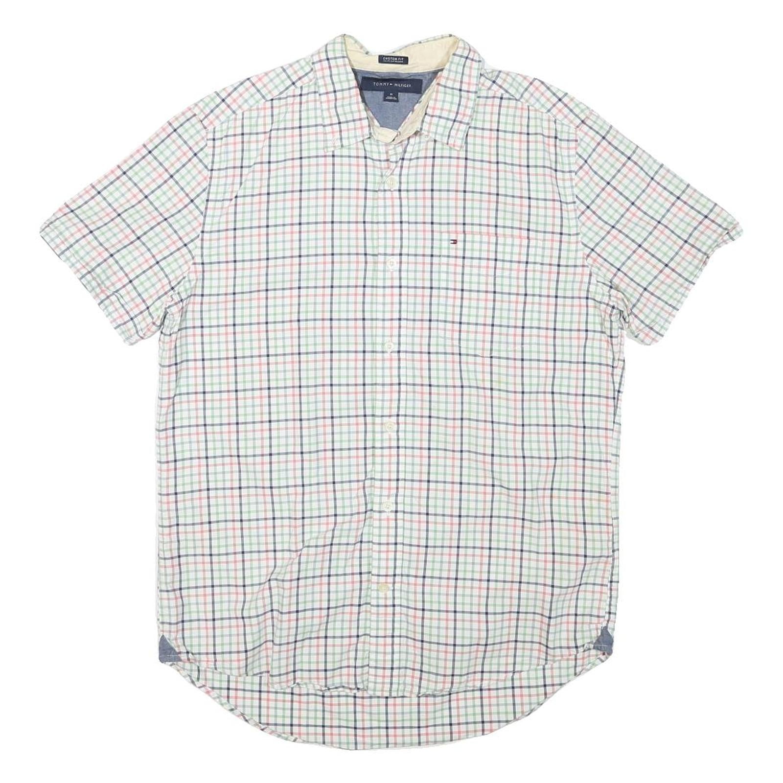 TOMMY HILFIGER Mens White & Multi Check Shirt M Cotton Blend Classic Casual Refurbished - N/A refurbished available on Cerqular