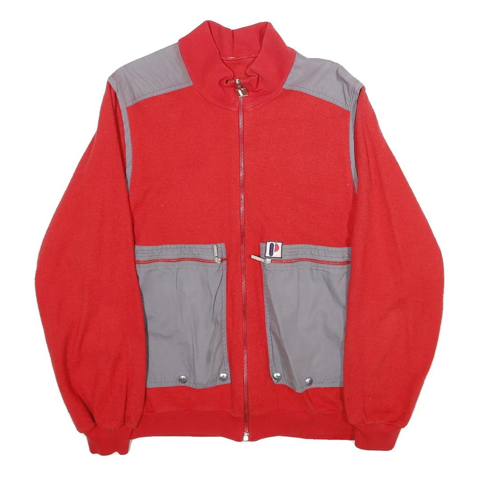 PUBLY SPORT Mens Red & Grey Zip Jacket S Cotton Blend Pocketed Refurbished - N/A refurbished available on Cerqular