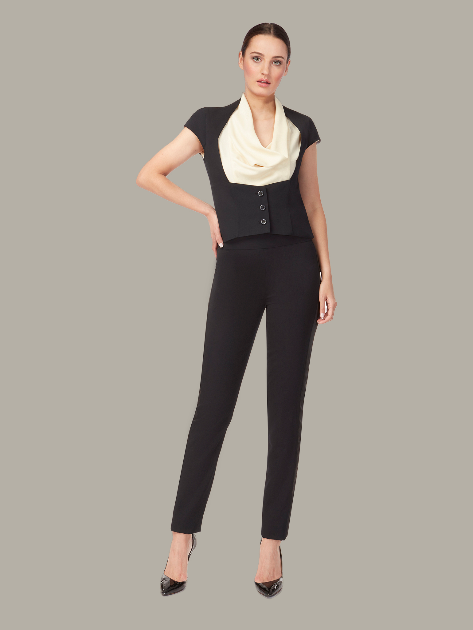 CORINTHIA | Fitted Cap-Sleeve Waistcoat | Colour: Black | Size: XL Refurbished - N/A refurbished available on Cerqular