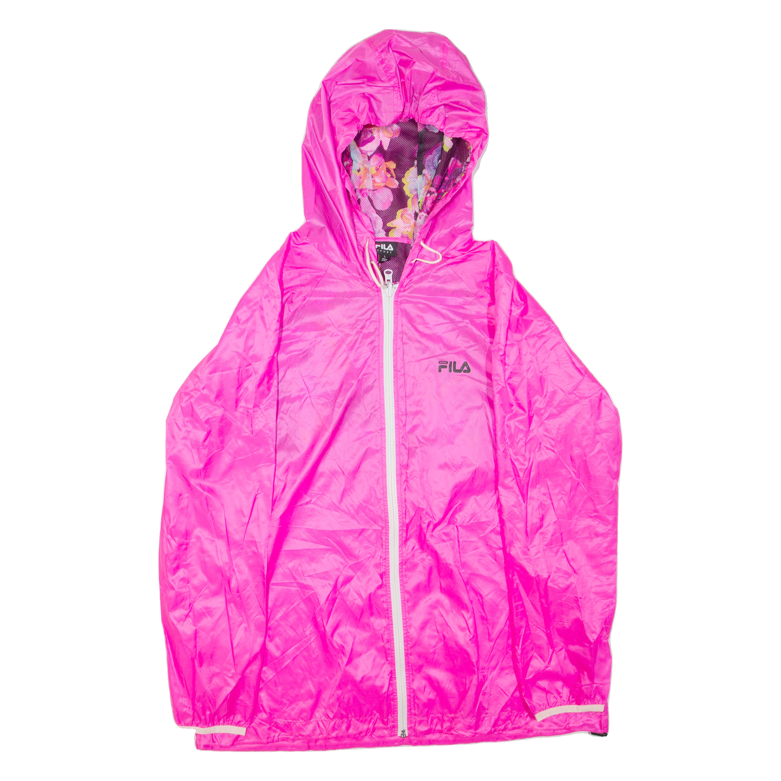 FILA Womens Shell Jacket Pink Hooded Floral L Refurbished - N/A refurbished available on Cerqular