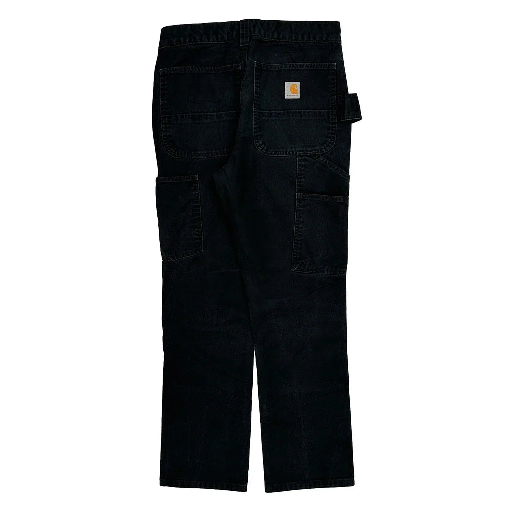 Carhartt Double Knee Carpenter Trousers - 30W 30L Black Cotton Refurbished - Thrifted (note: this is a term often used to describe second- refurbished available on Cerqular