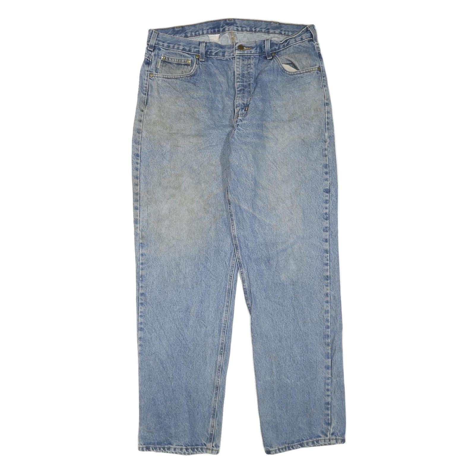 CARHARTT Mens Jeans Blue Regular Straight Denim Medium W38 L34 Classic Zip Refurbished - N/A refurbished available on Cerqular
