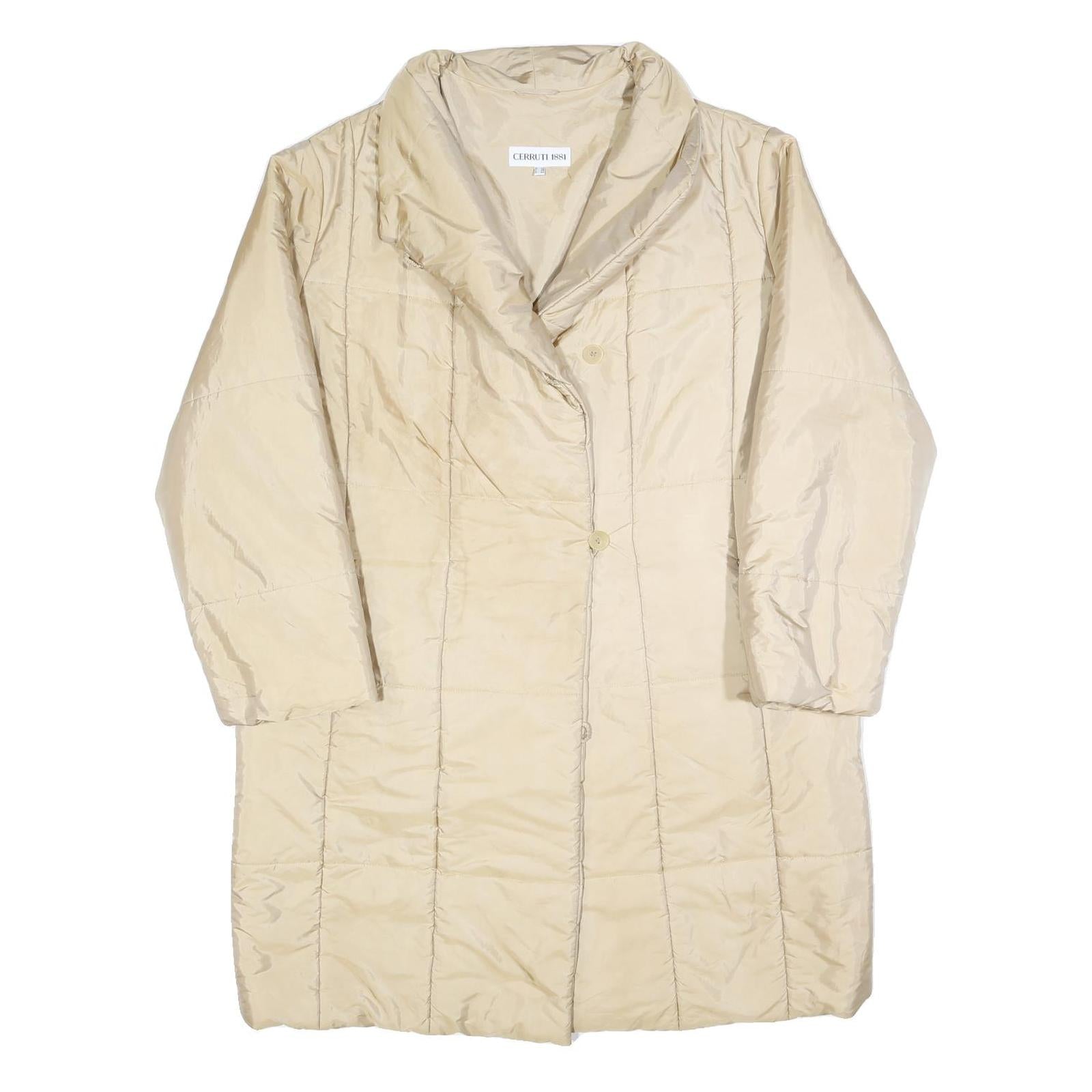 CERRUTI Womens Beige Button Jacket L Woven Plain Classic Fit Refurbished - N/A refurbished available on Cerqular