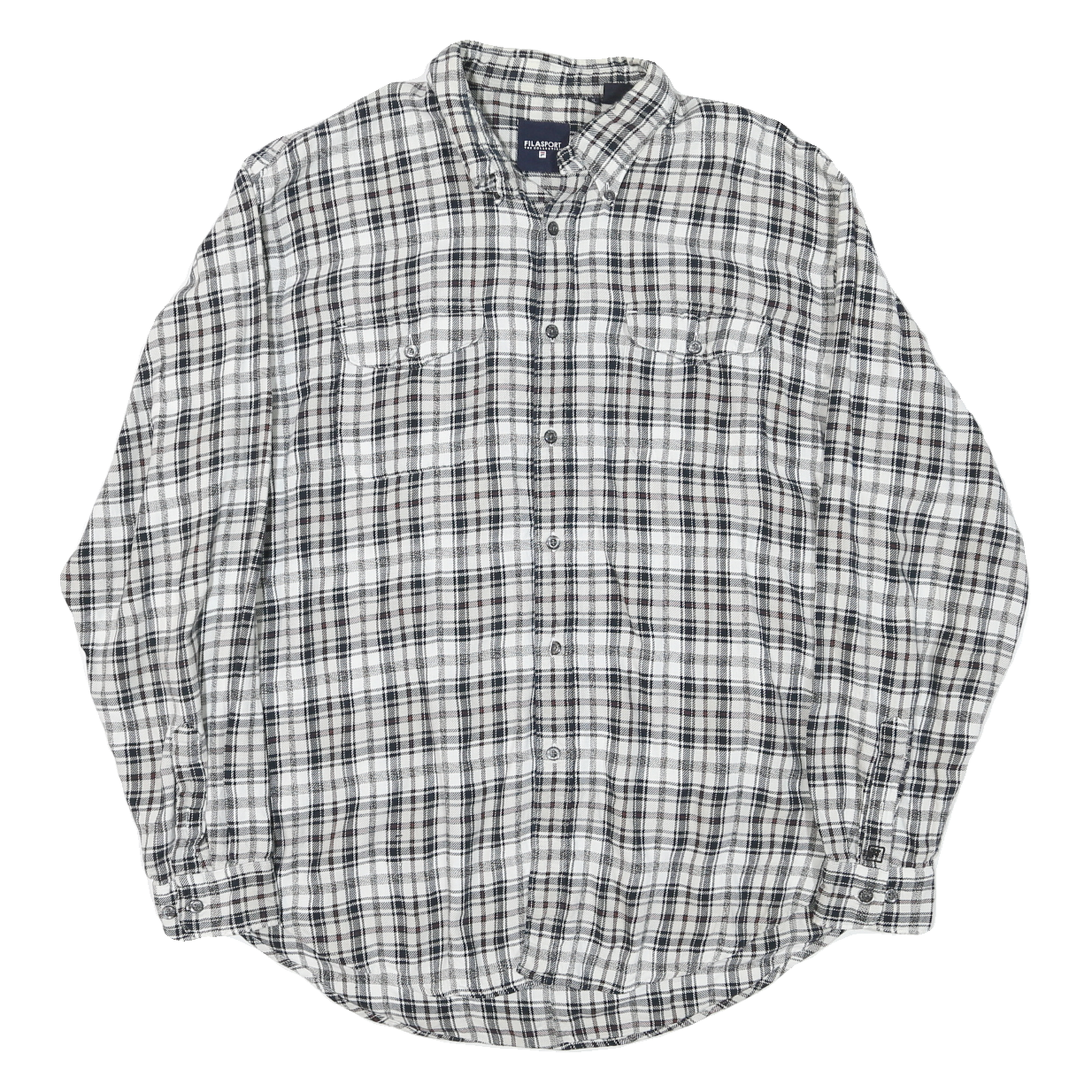FILA Mens Black & White Check Shirt XL Button Down Cotton Casual Regular Fit Refurbished - N/A refurbished available on Cerqular