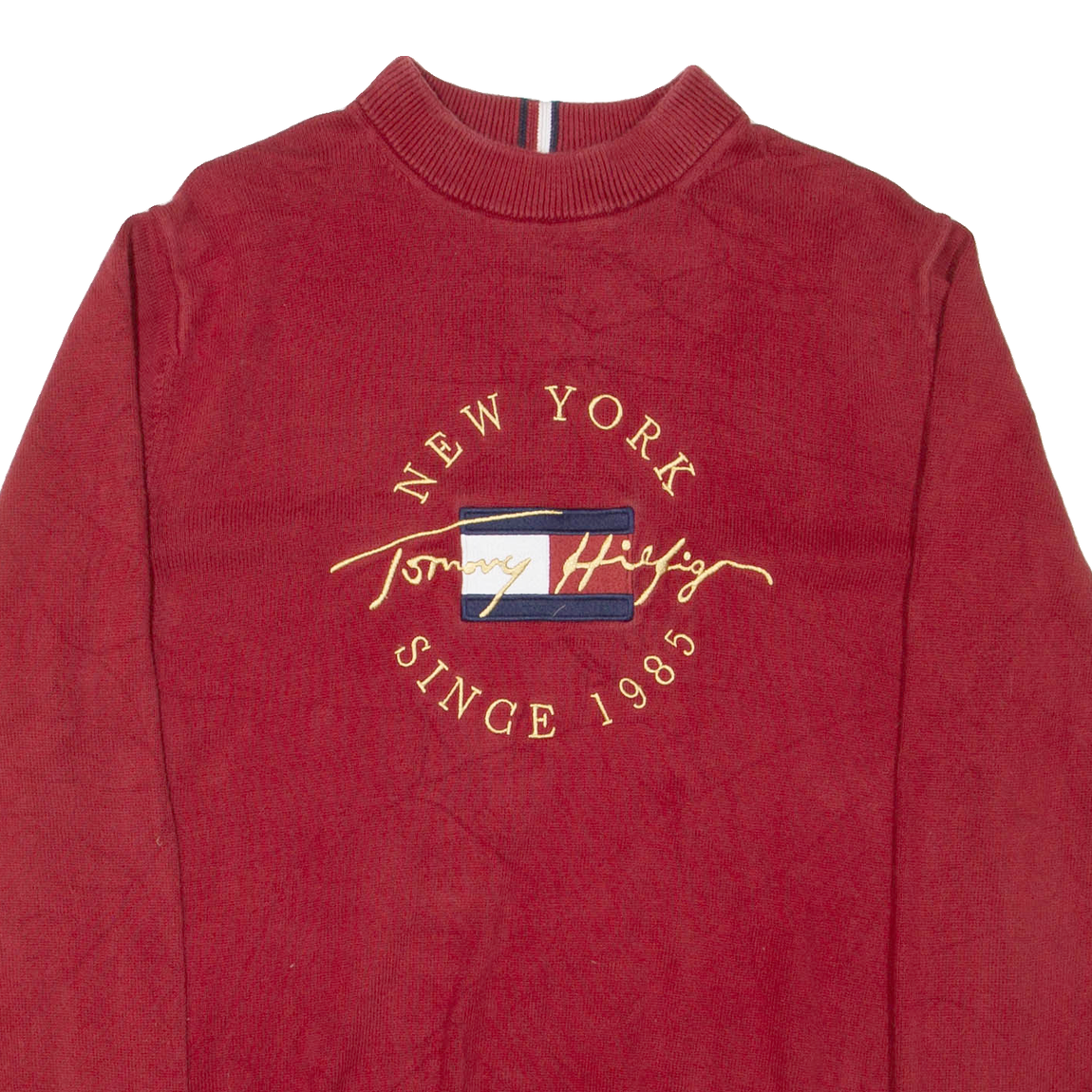 TOMMY HILFIGER Womens Jumper Red Tight Knit L Refurbished - N/A refurbished available on Cerqular