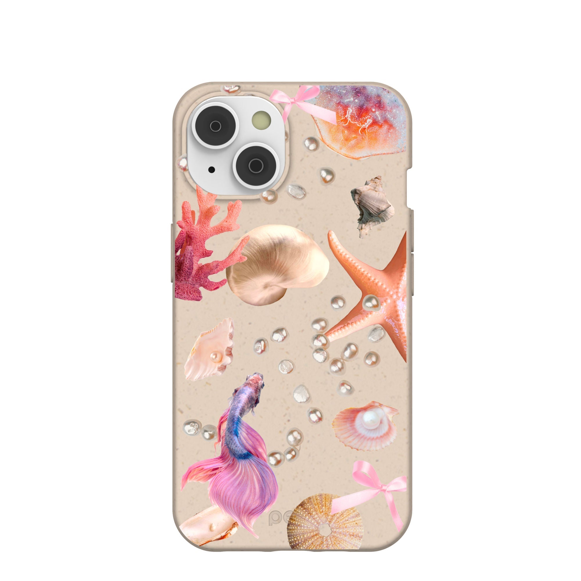 Seashell Aqua Dreams iPhone 14/16e Case Refurbished - Pela Case refurbished available on Cerqular