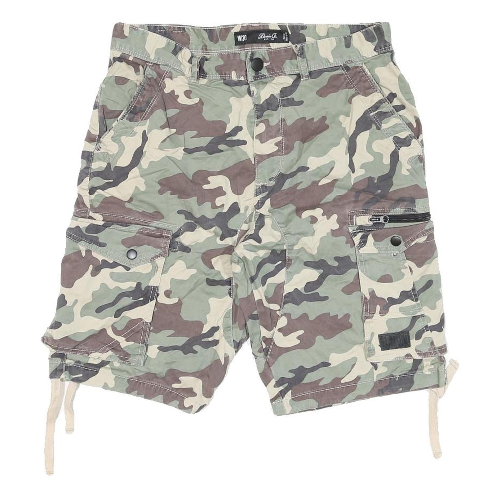 DENIM CO Mens Shorts Green Camouflage Cargo M W30 Cotton Blend Casual Refurbished - N/A refurbished available on Cerqular