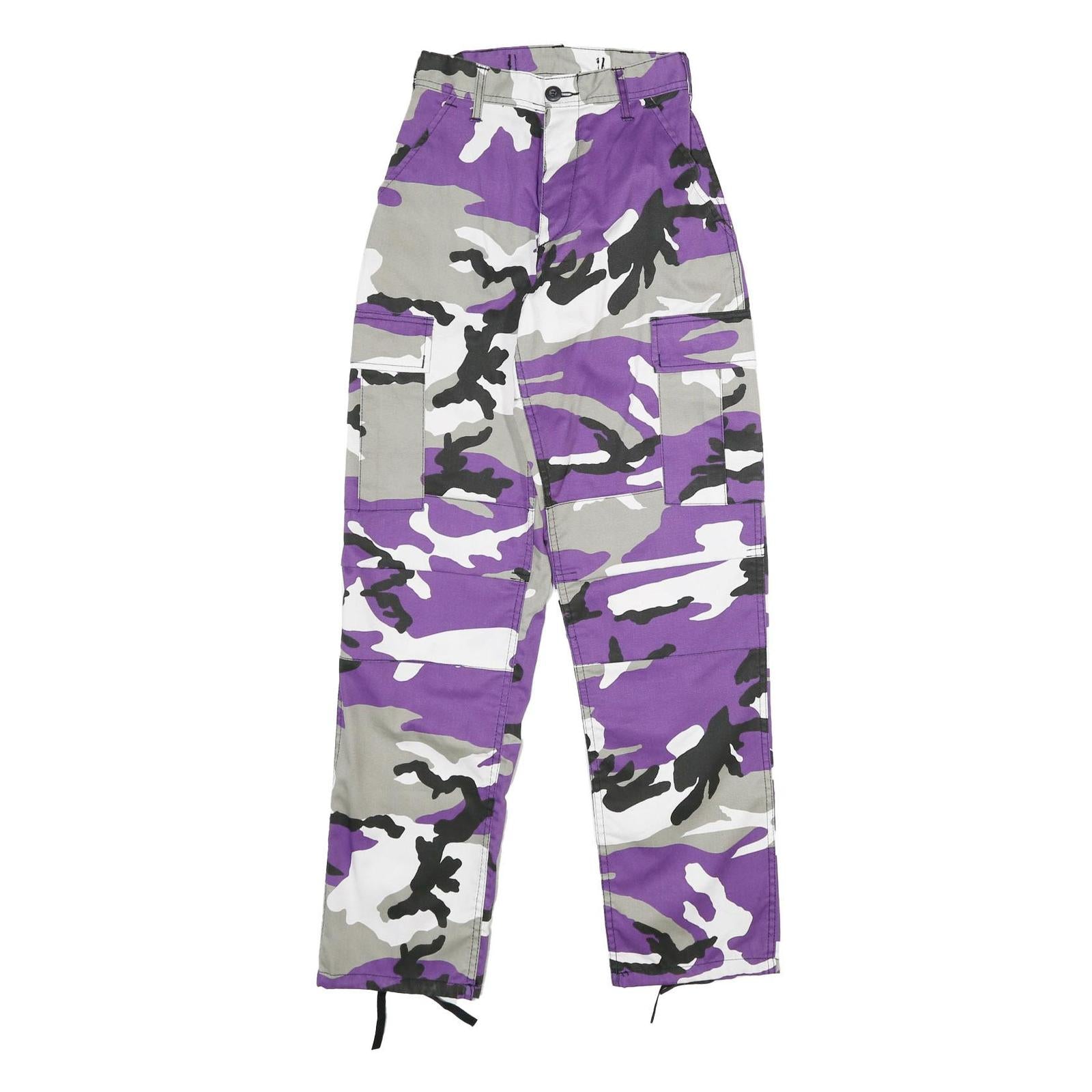 Womens Cotton Blend Purple & Grey Camouflage Regular Fit Cargo Trousers W22 L32 Refurbished - N/A refurbished available on Cerqular