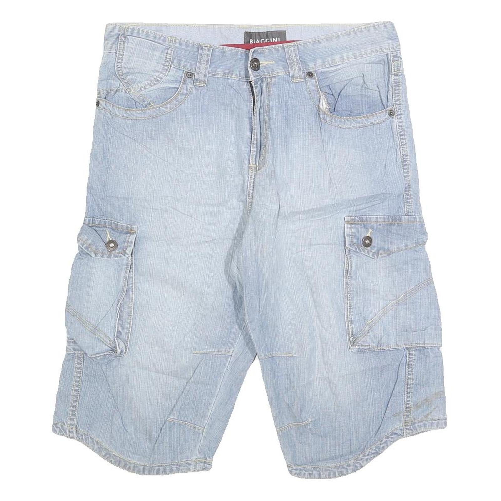 BIAGGINI Mens Light Blue Cargo Denim Shorts M W32 Casual Summer Wear Refurbished - N/A refurbished available on Cerqular