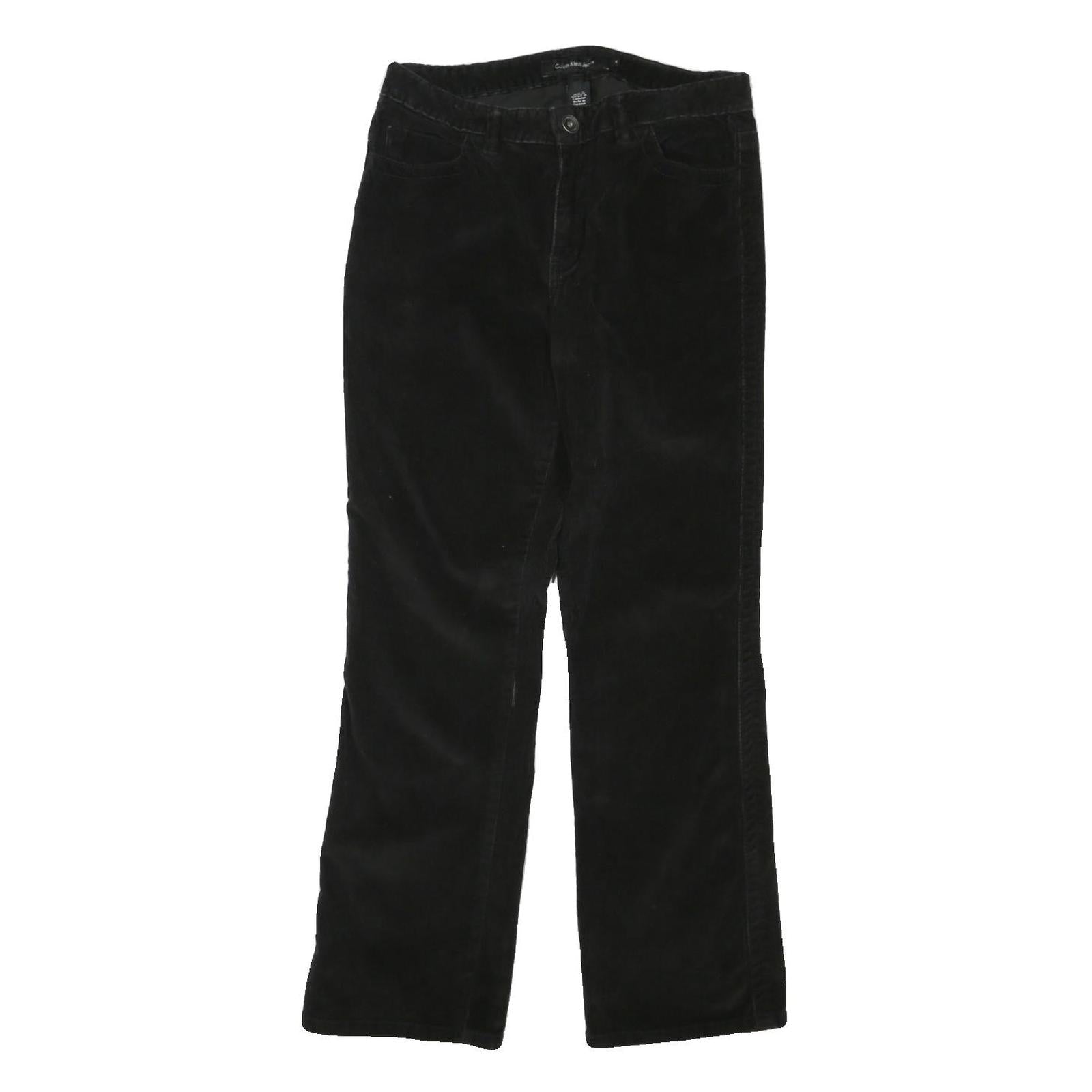 CALVIN KLEIN JEANS Womens Black Cotton Blend Regular Fit Straight Leg Trousers Refurbished - N/A refurbished available on Cerqular