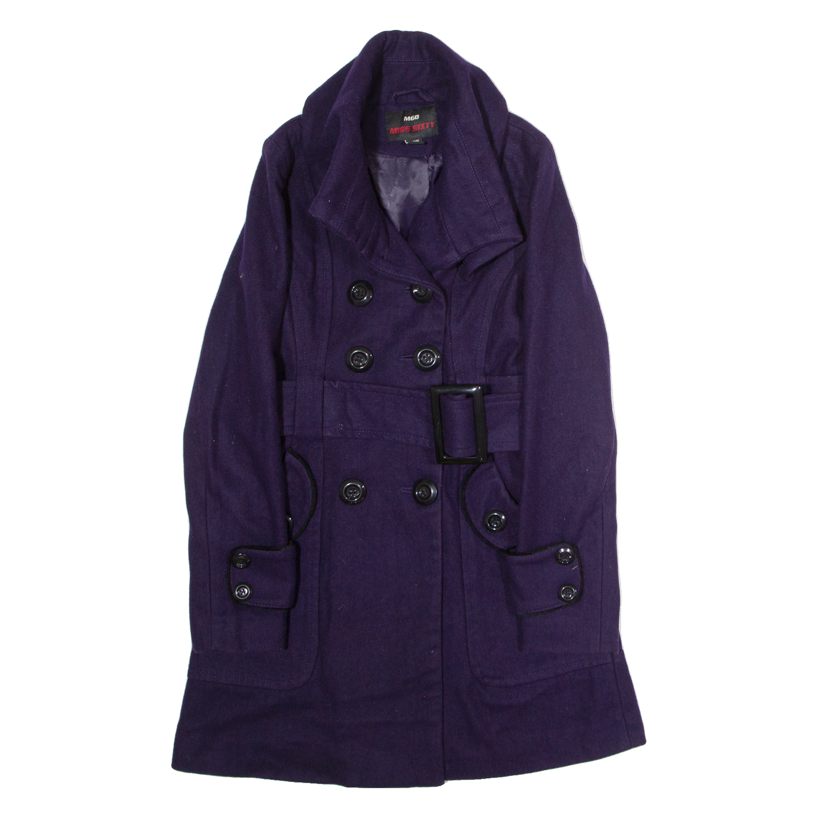 MISS SIXTY Womens Trench Coat Purple Wool XS Refurbished - N/A refurbished available on Cerqular